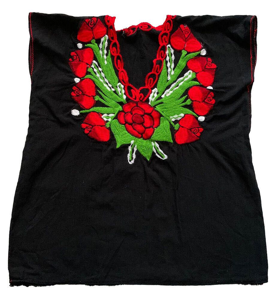 Designer Pre Owned Black Hand Made Floral Embroidered Blouse M/L Size L / US 10 / IT 46 - 2 Thumbnail