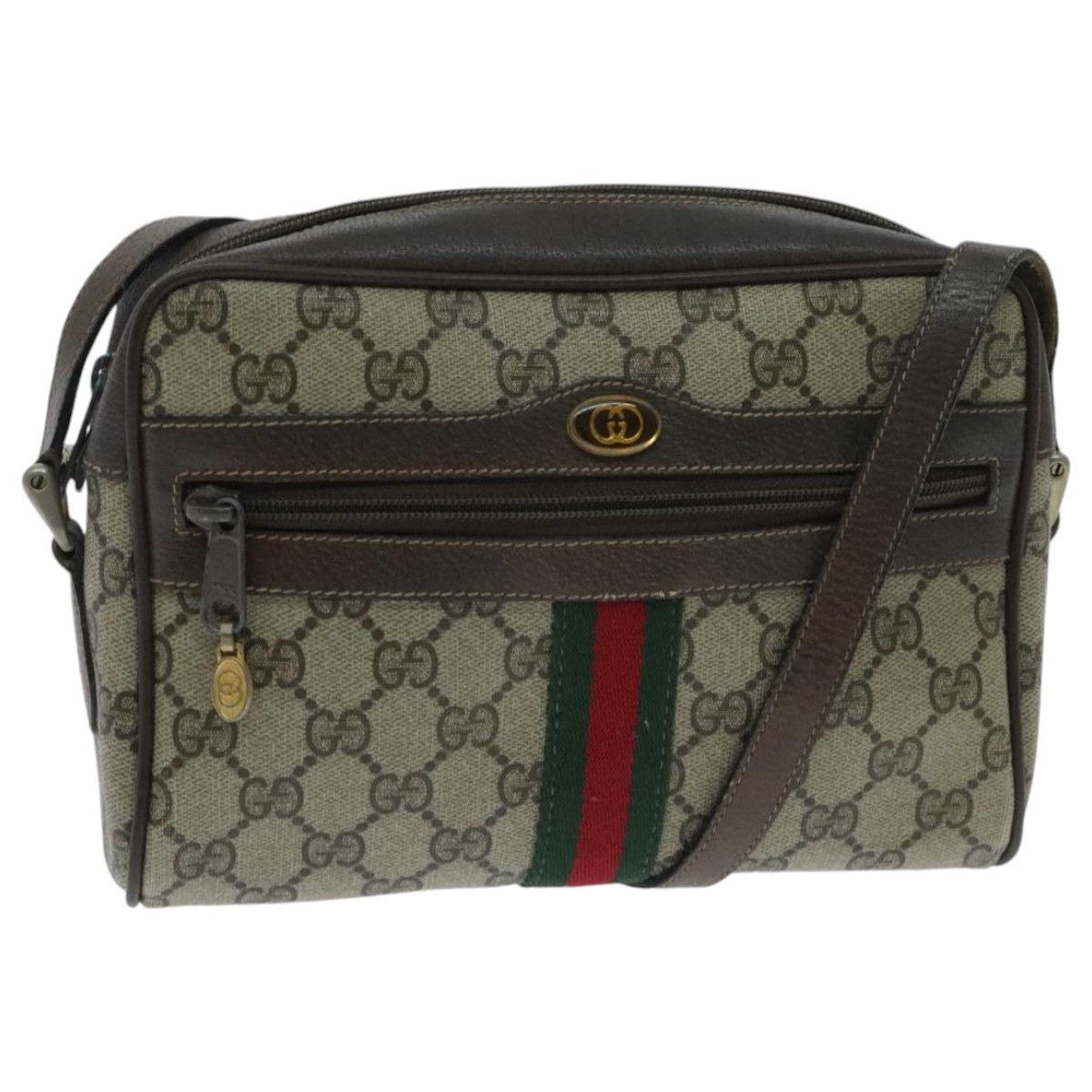 Gucci GG Supreme Shoulder Bag Pvc Beige Green Red, Women's
