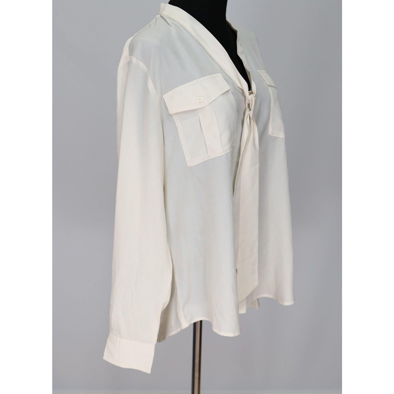 Lauren Ralph Lauren RALPH LAUREN Ivory Tie Neck Front Pockets Blouse Size XL Size XL / US 12-14 / IT 48-50 - 3 Thumbnail
