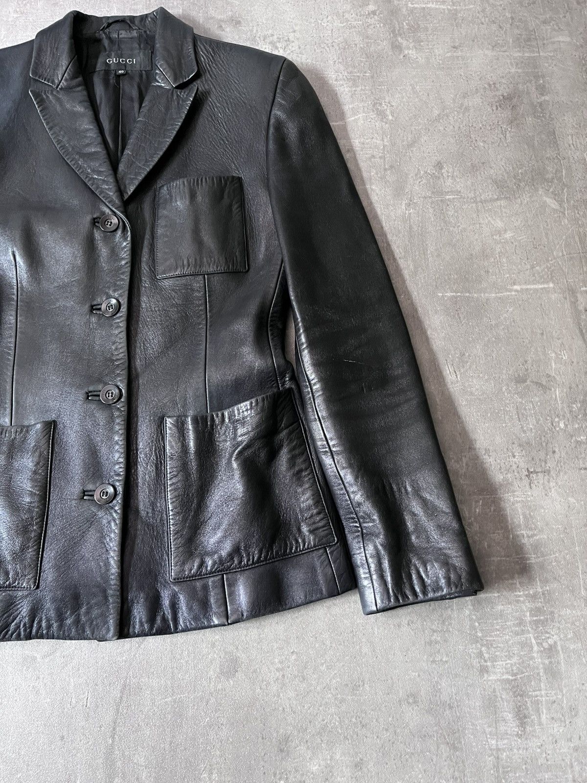 Gucci Gucci F/W 1998 by Tom Ford Leather blazer jacket black Size L / US 10 / IT 46 - 3 Thumbnail