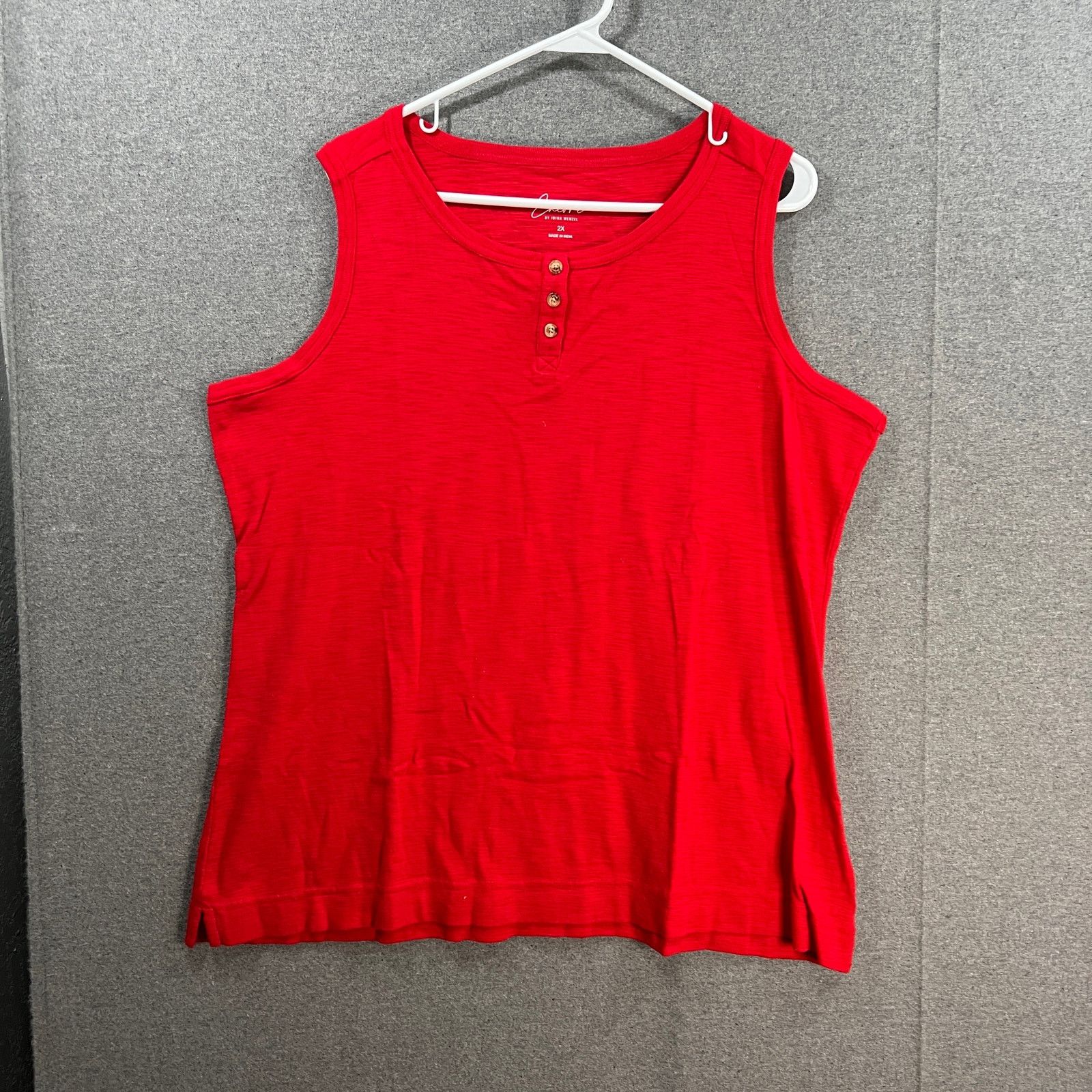 Other Encore by Idina Menzel Henley Tank Tee Red Rose, Size 2X Size XXL / US 16-18 / IT 52-54 - 1 Thumbnail