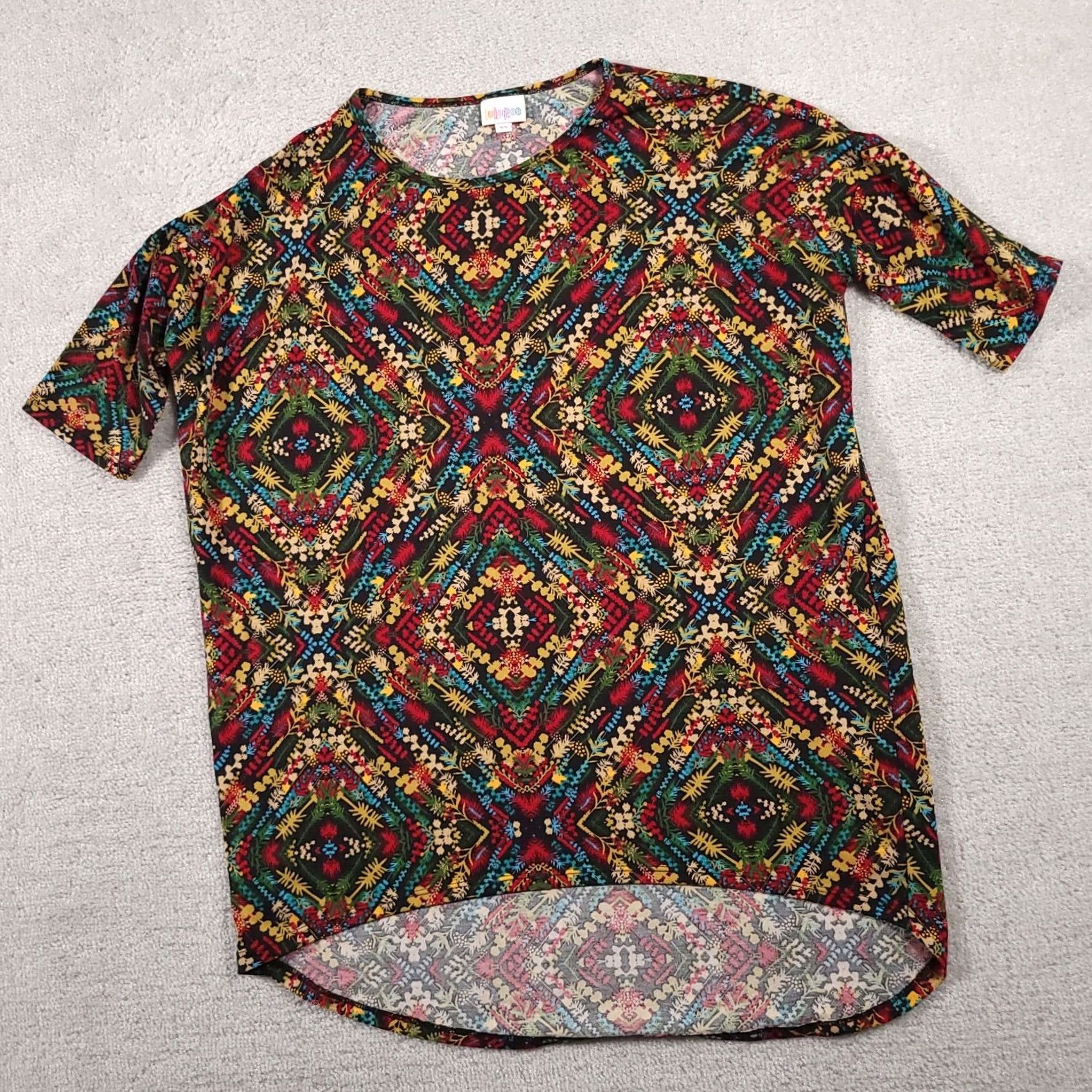 Vintage Lularoe Irma Tunic Shirt Women's XS Floral Boho Short Sleeve High Low USA T-Shirt Size XS / US 0-2 / IT 36-38 - 2 Thumbnail