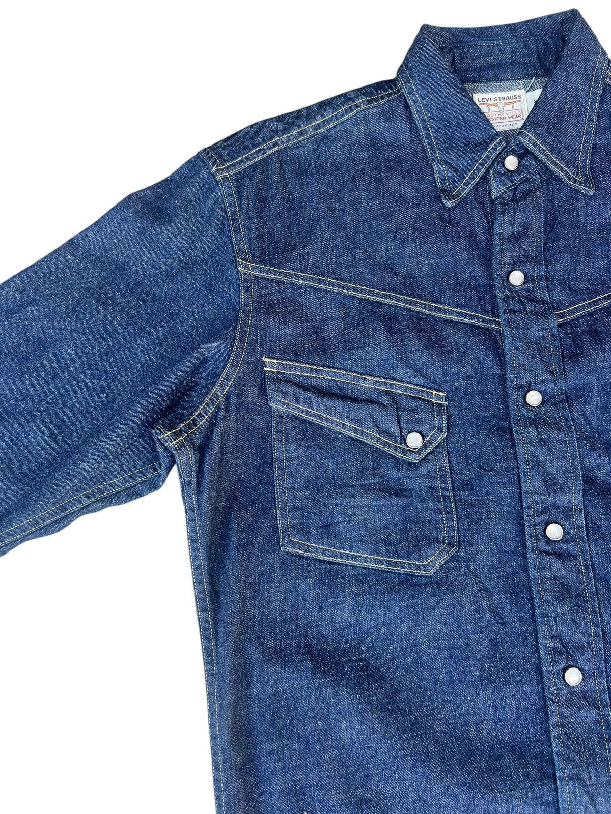 Levi's Vintage Clothing Vintage 2000 Levi’s Long Horn Big E Denim Western Shirt Size US M / EU 48-50 / 2 - 7 Thumbnail