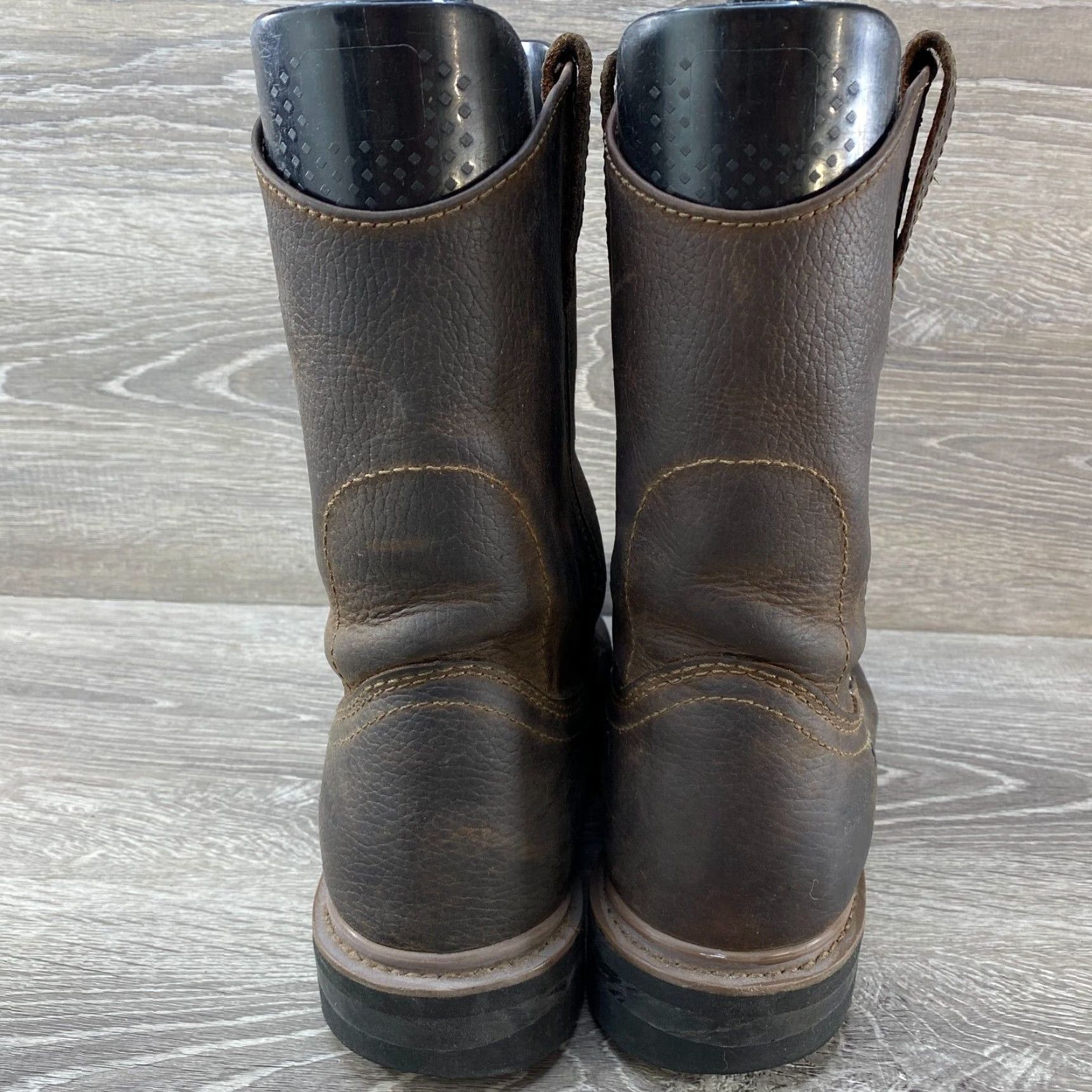 Vintage Trail Guide Dark Brown Leather Workwear Square Toe Cowboy Western Boots 8 M Mens Boot Leather Square Toe Work Boots Brown 80s Cowboy Theme Size US 8 / EU 41 - 7 Thumbnail