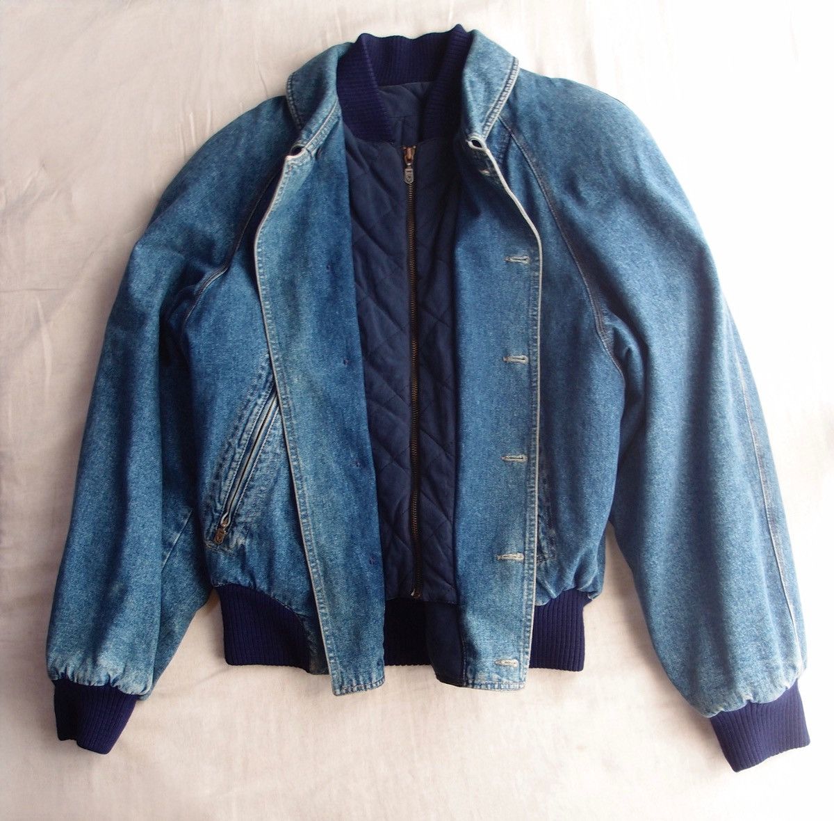 Byblos BYBLOS Denim Bomber Jacket 46 Made in Italy Size US S / EU 44-46 / 1 - 3 Thumbnail