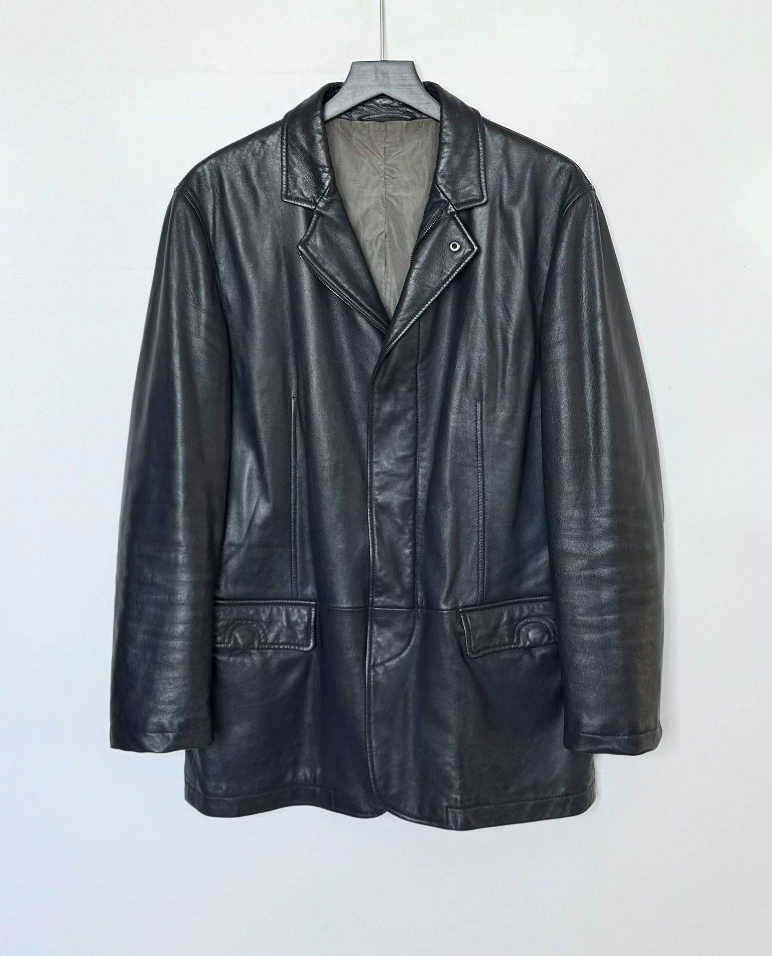 Giorgio Armani Giorgio Armani Midnight Blue Lambskin Leather Blazer 52 Size 52S - 1 Thumbnail