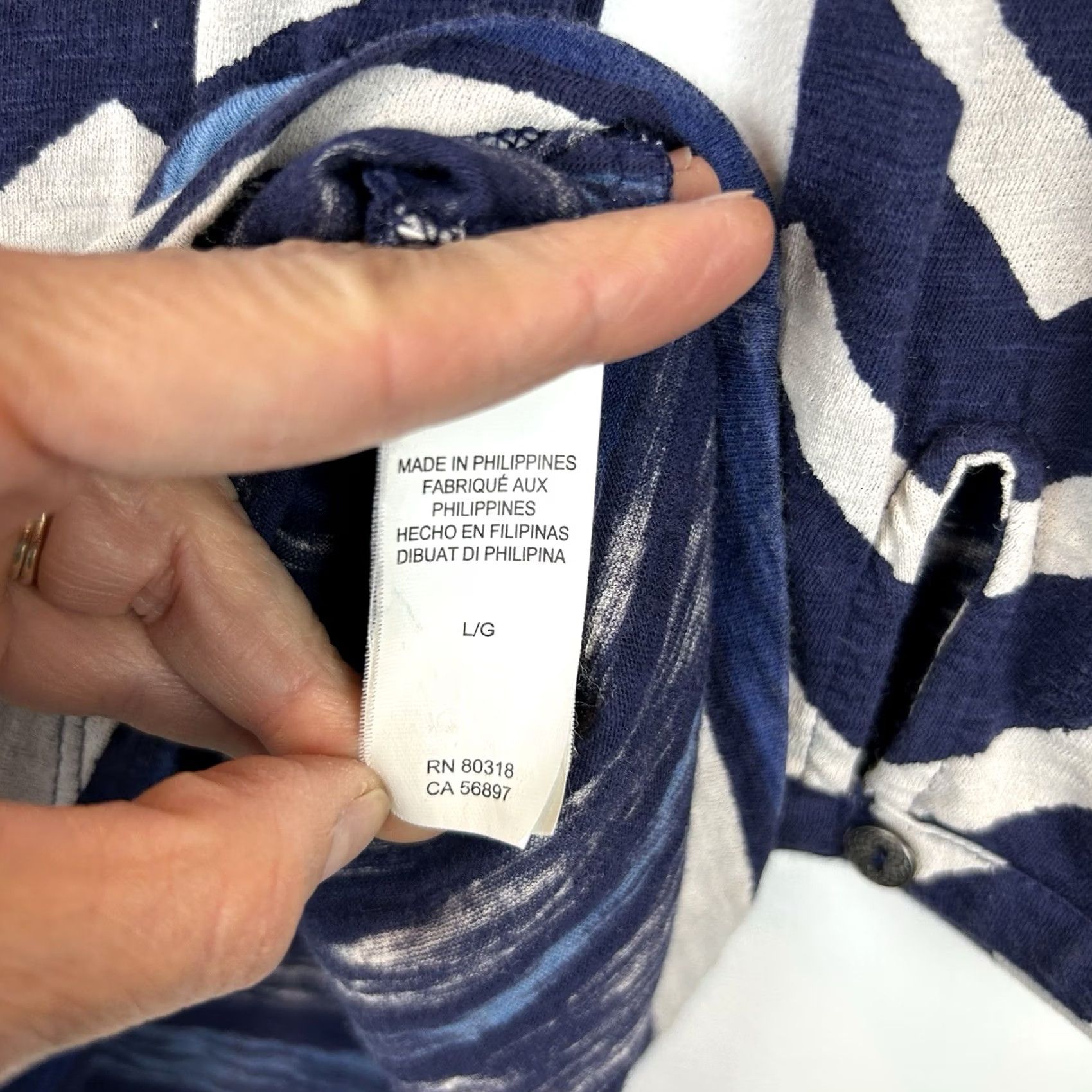Lucky Brand Lucky Brand Top Womens Medium M Blue White Chevron Casual Boho Size M / US 6-8 / IT 42-44 - 7 Thumbnail
