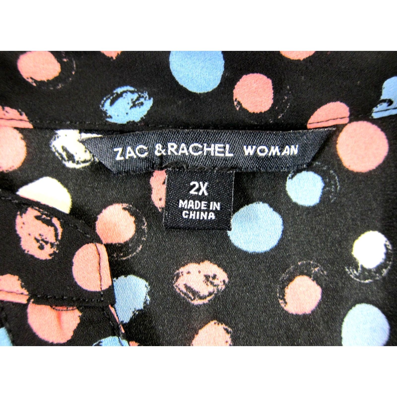 Vintage NWT Zac & Rachel Blouse Button Down Long Sleeve Polka Dot 2X Black Size XXL / US 16-18 / IT 52-54 - 4 Thumbnail