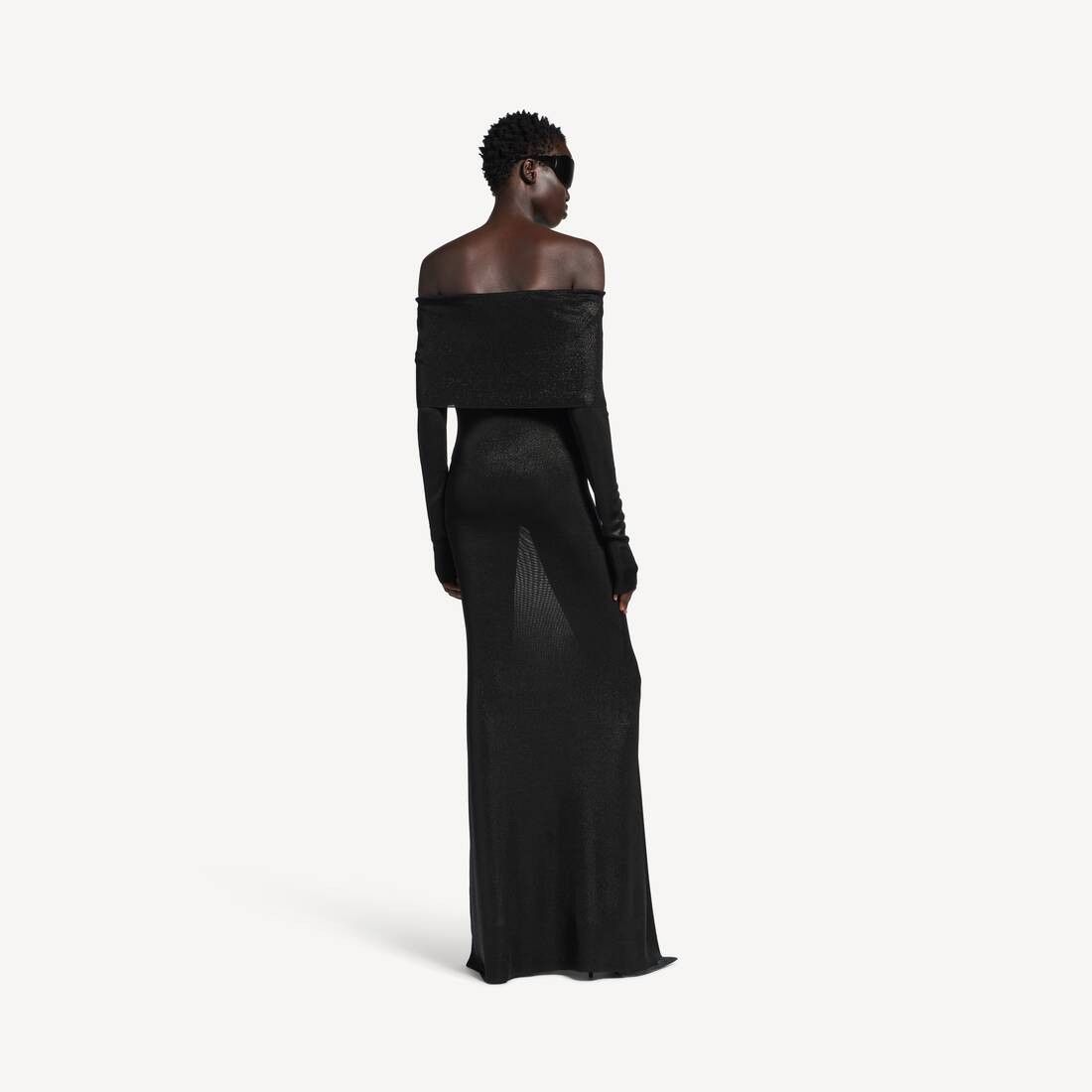 Balenciaga o1in1g0326 Off-Shoulder Maxi Dress in Black Size S / US 4 / IT 40 - 4 Thumbnail