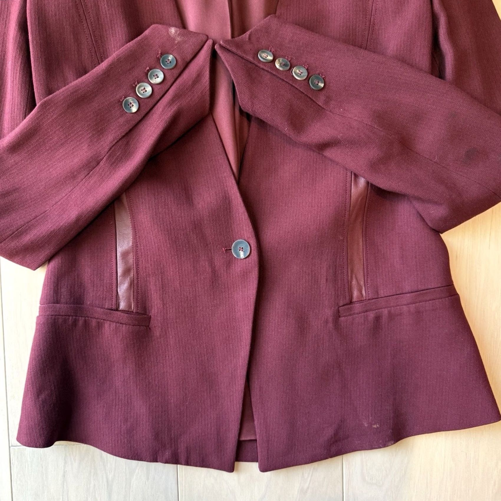 Helmut Lang Helmut Lang Blazer Women's Maroon V Neck Single Button New York Glam Size S / US 4 / IT 40 - 5 Thumbnail