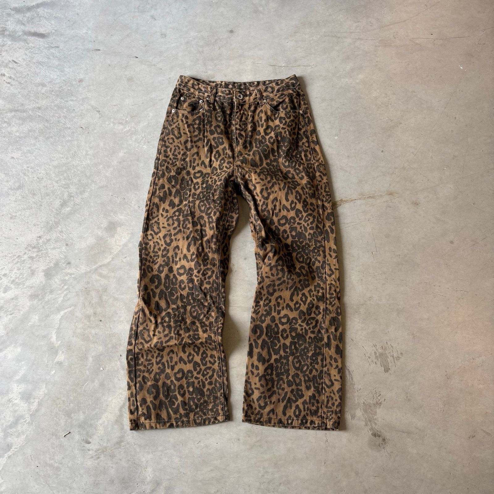 Vintage y2k leopard print baggy flared denim jeans Size US 28 / EU 44 - 1 Thumbnail
