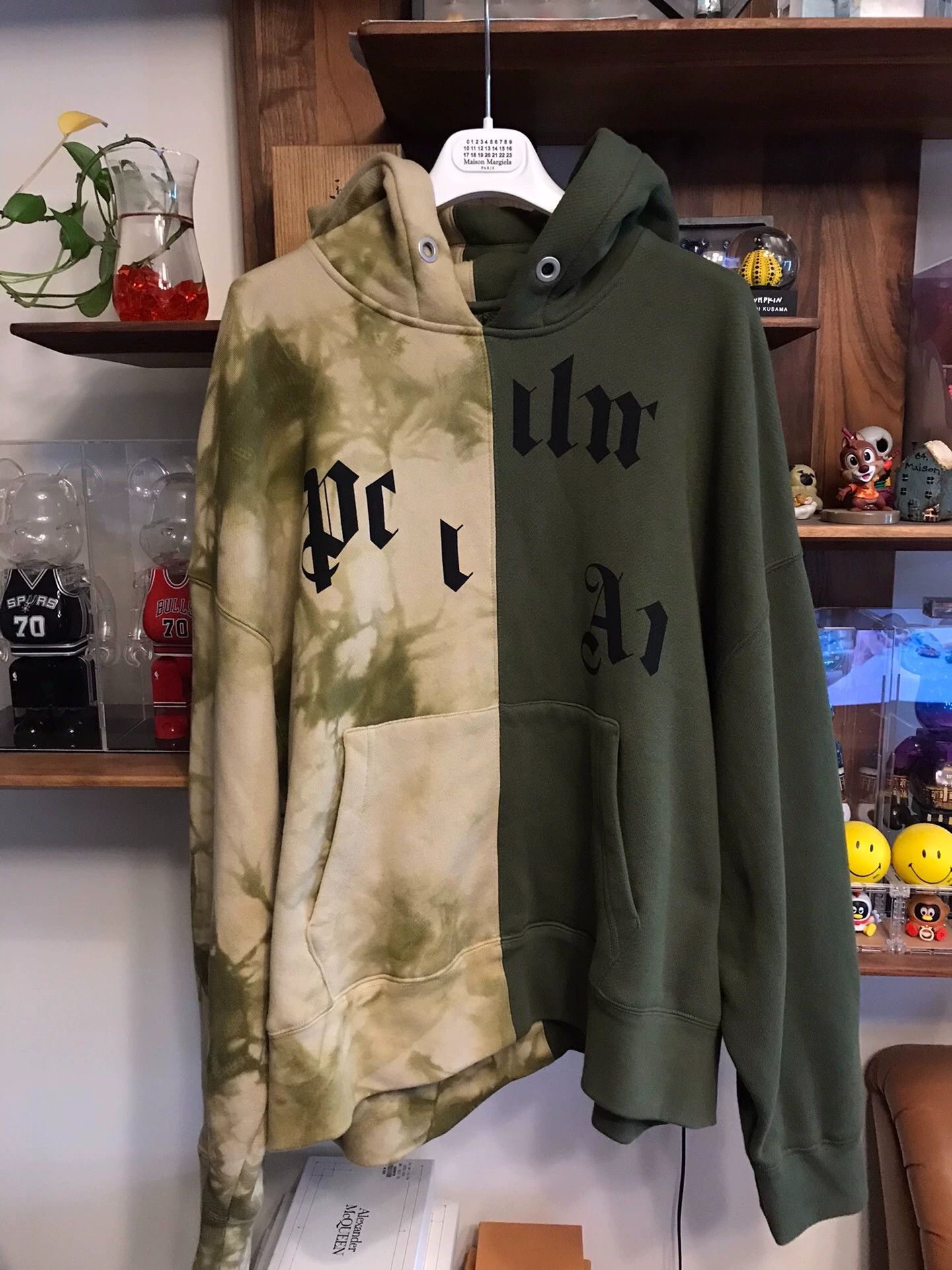 Palm Angels PA Brown Green Colorblocked Cotton Heavy Hoodie XL Size US XL / EU 56 / 4 - 1 Thumbnail