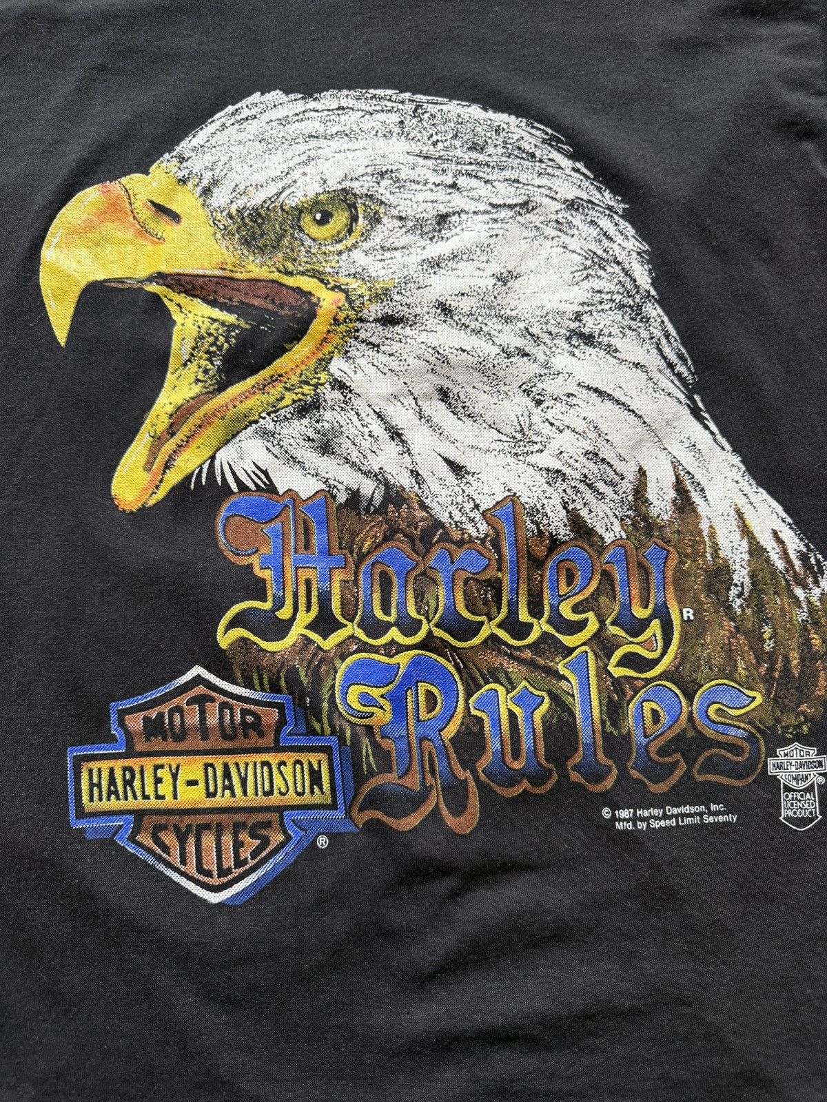Harley Davidson Vintage 80s Harley Davidson "Harley Rules" Eagle Tee Size US L / EU 52-54 / 3 - 2 Thumbnail