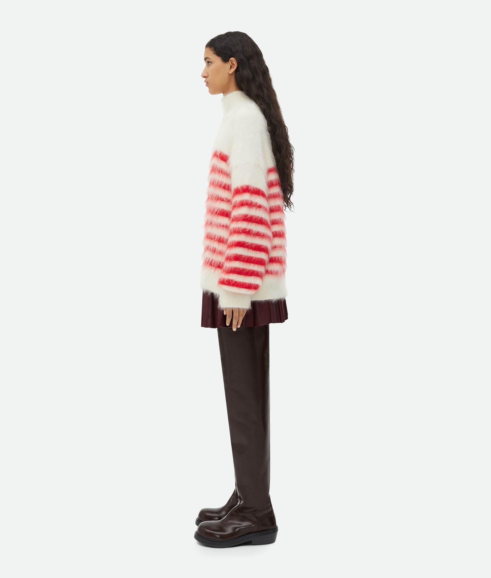 Bottega Veneta o1n1vont0325 Heavy Marinière Mohair Sweater in White/Red Size M / US 6-8 / IT 42-44 - 2 Thumbnail
