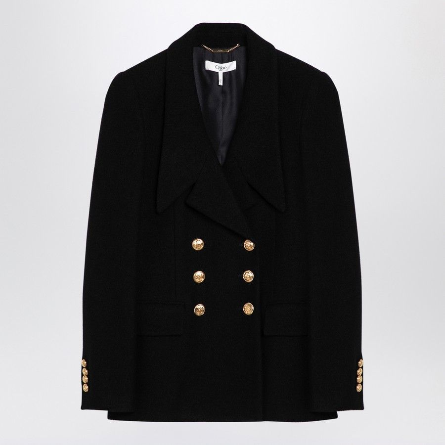 o1d2blof0824 Wool Double-breasted Jacket in Black