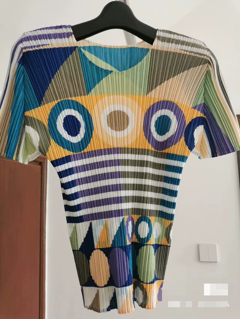 Issey Miyake Issey Miyake size:3 Patterned pleated short-sleeved shirt Size S / US 4 / IT 40 - 1 Thumbnail