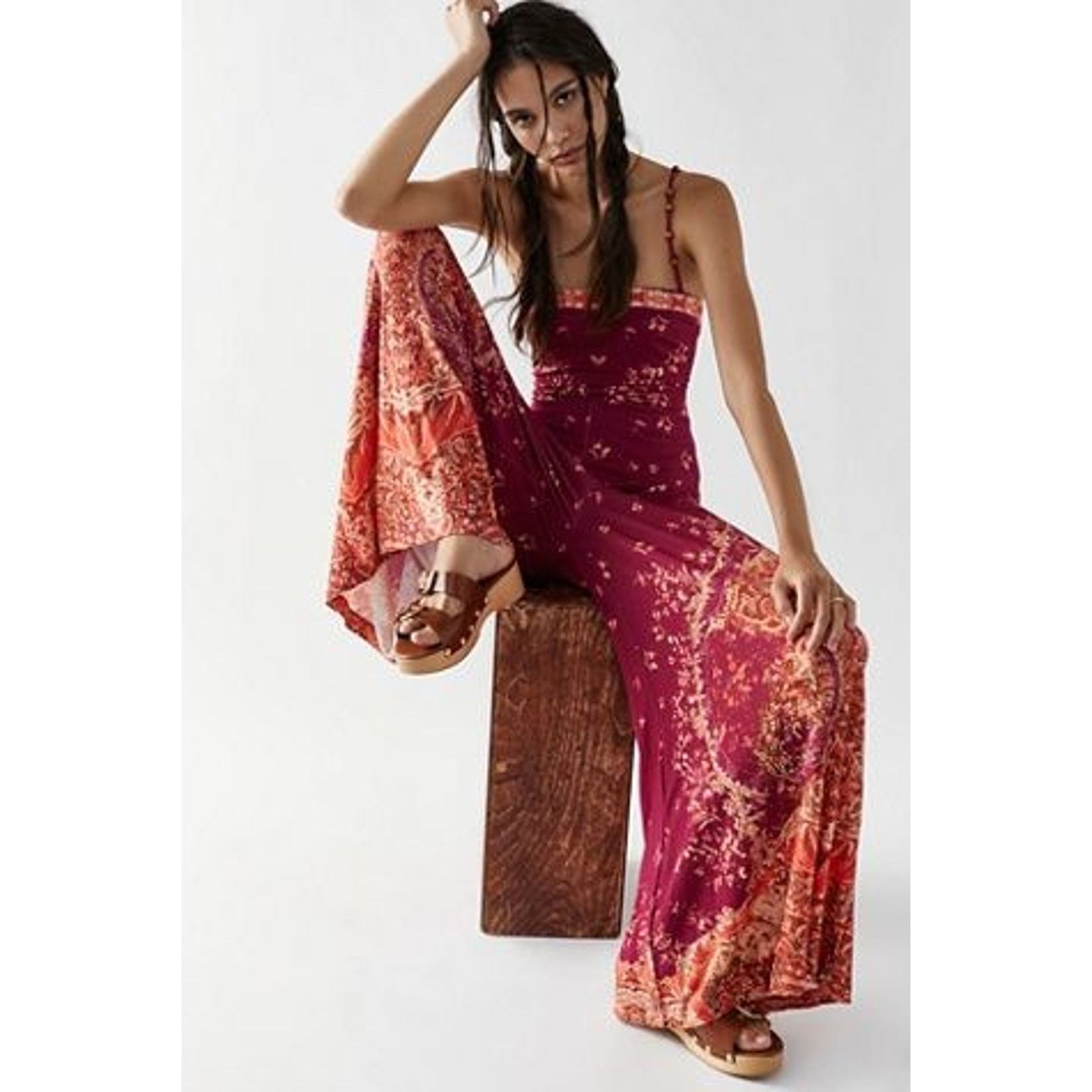 Free People New Free People Astrid Wide-Leg Jumpsuit $288 SMALL Boho Size 28" / US 6 / IT 42 - 1 Thumbnail