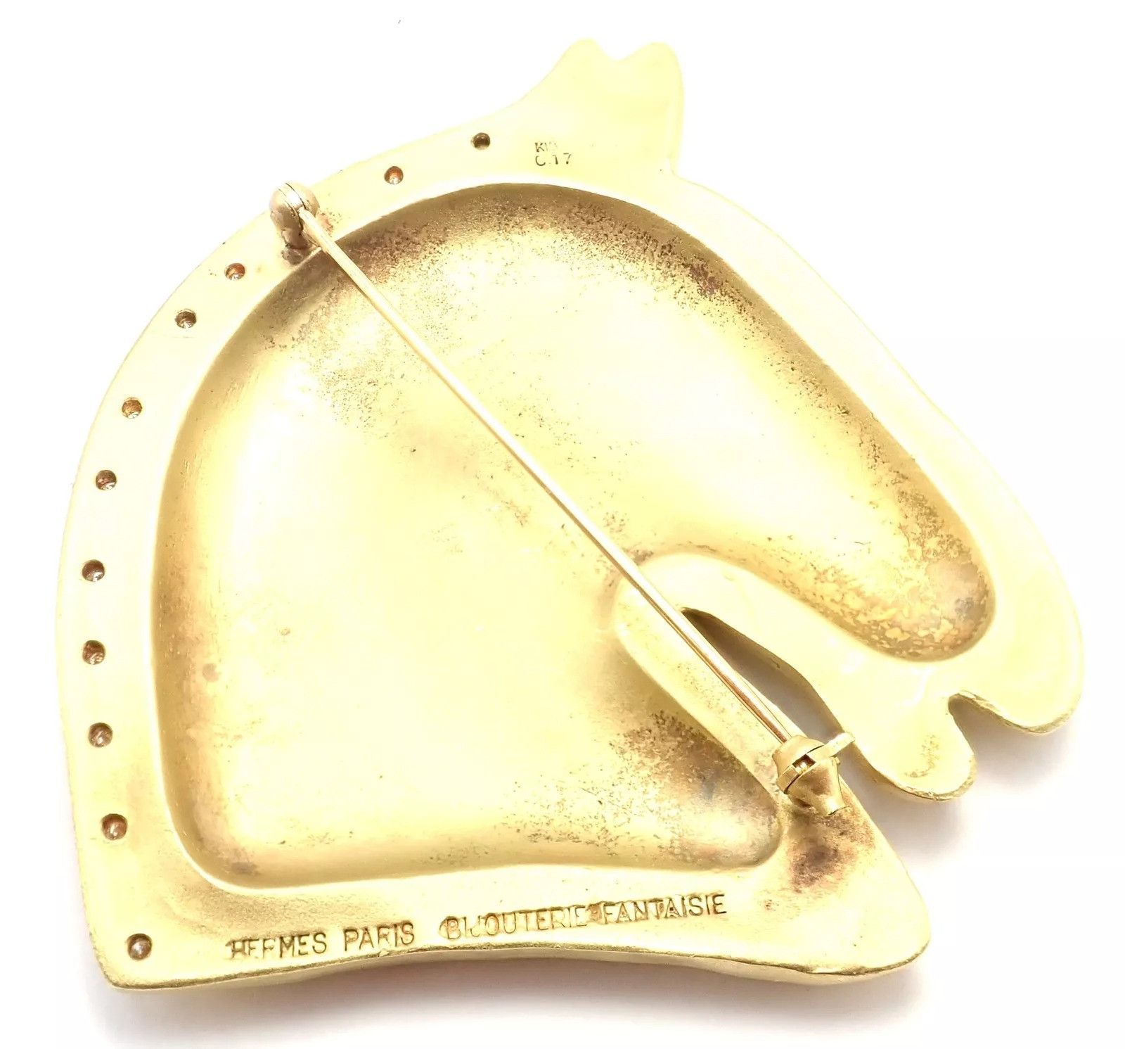 Hermes Paris 18k Solid Yellow Gold Diamond Horse Extra Large Brooch Size ONE SIZE - 7 Thumbnail
