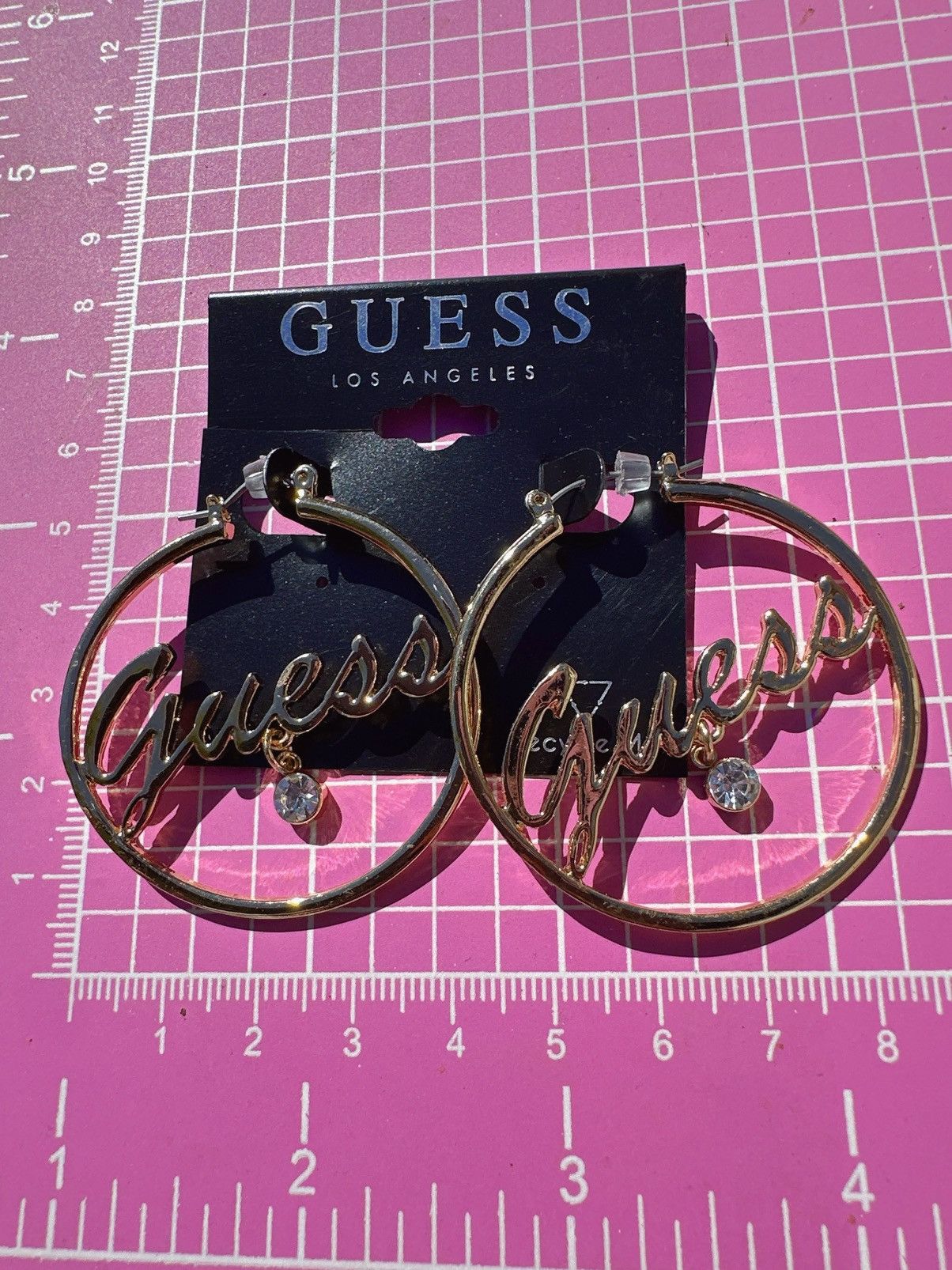 Guess Guess Earrings logo signed gold tone loop clip on diamond Size ONE SIZE - 3 Thumbnail