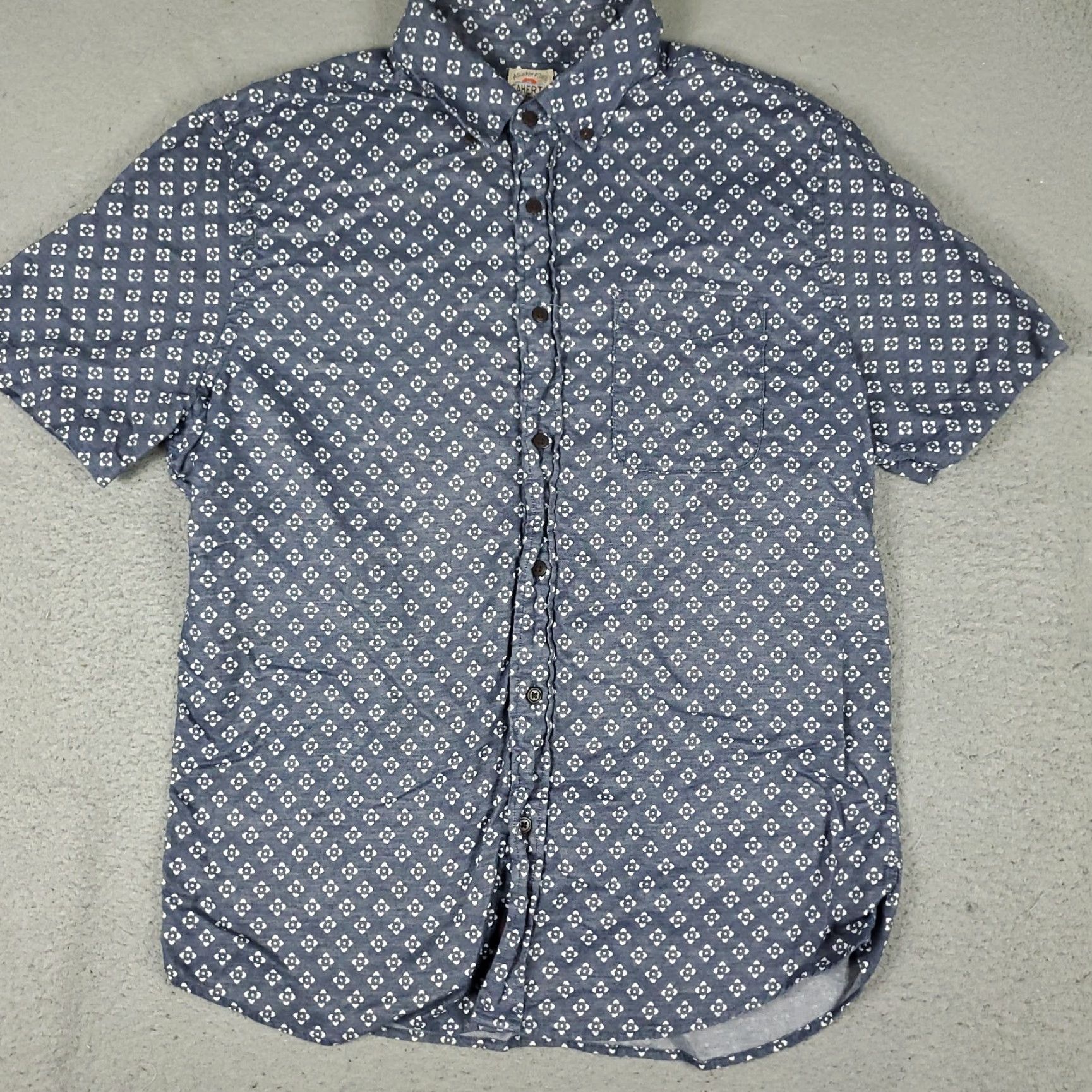 Faherty Faherty Shirt Mens Size Medium Blue Geometric Button Up Short Sleeve Size US M / EU 48-50 / 2 - 2 Thumbnail