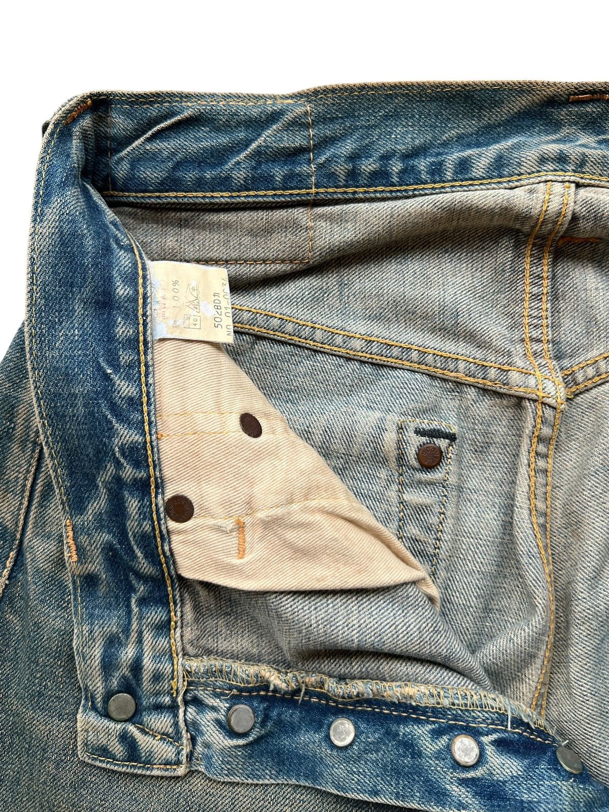 Vintage Vintage Sewing Chop Selvedge Distressed Mudwash Denim Jeans Size 29" - 12 Thumbnail