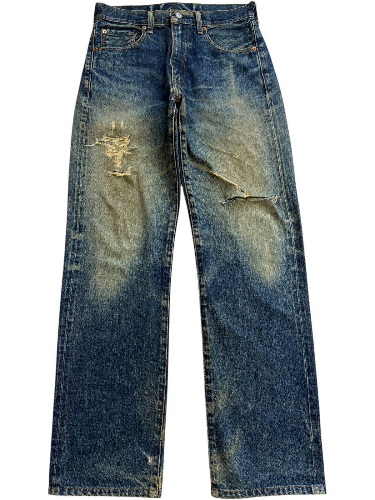 Levi's Vintage 80s Levis 502 Big E Mud Wash Loose Selvedge Jeans Size US 29 - 2 Thumbnail