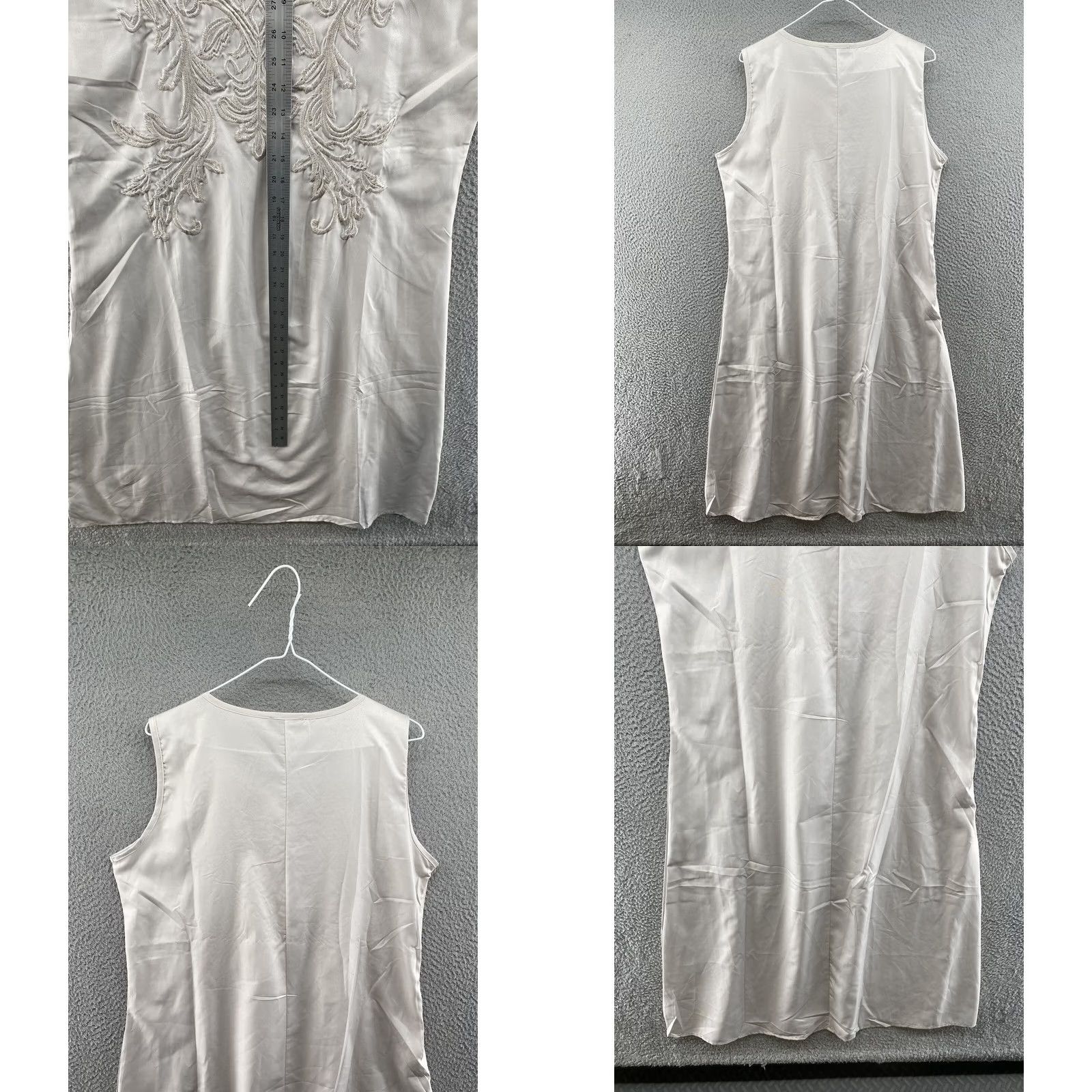 Vintage Hekka Women's Embroidered Sleeveless Dress Scoop Neck Long 3XL Gray Tank Dress Womens Size XXL / US 16-18 / IT 52-54 - 8 Thumbnail