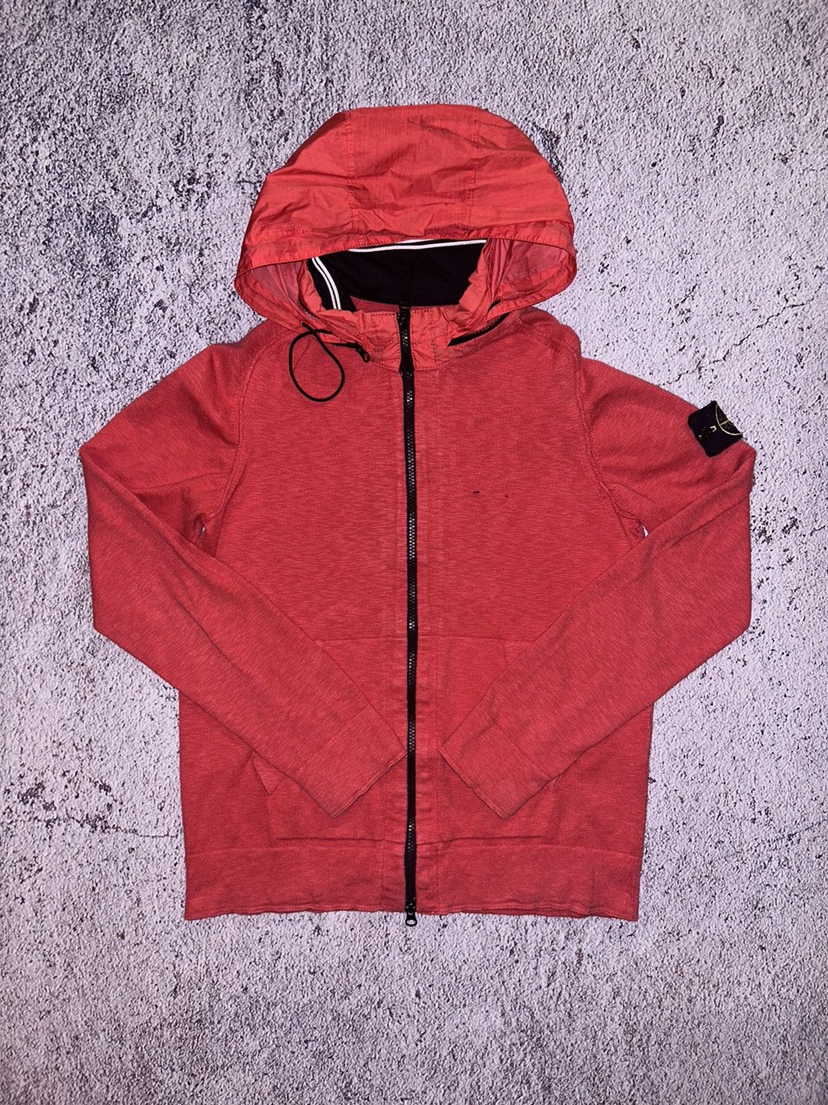 Stone Island Men Zip Hoodie Cotton Cardigan Red Casual