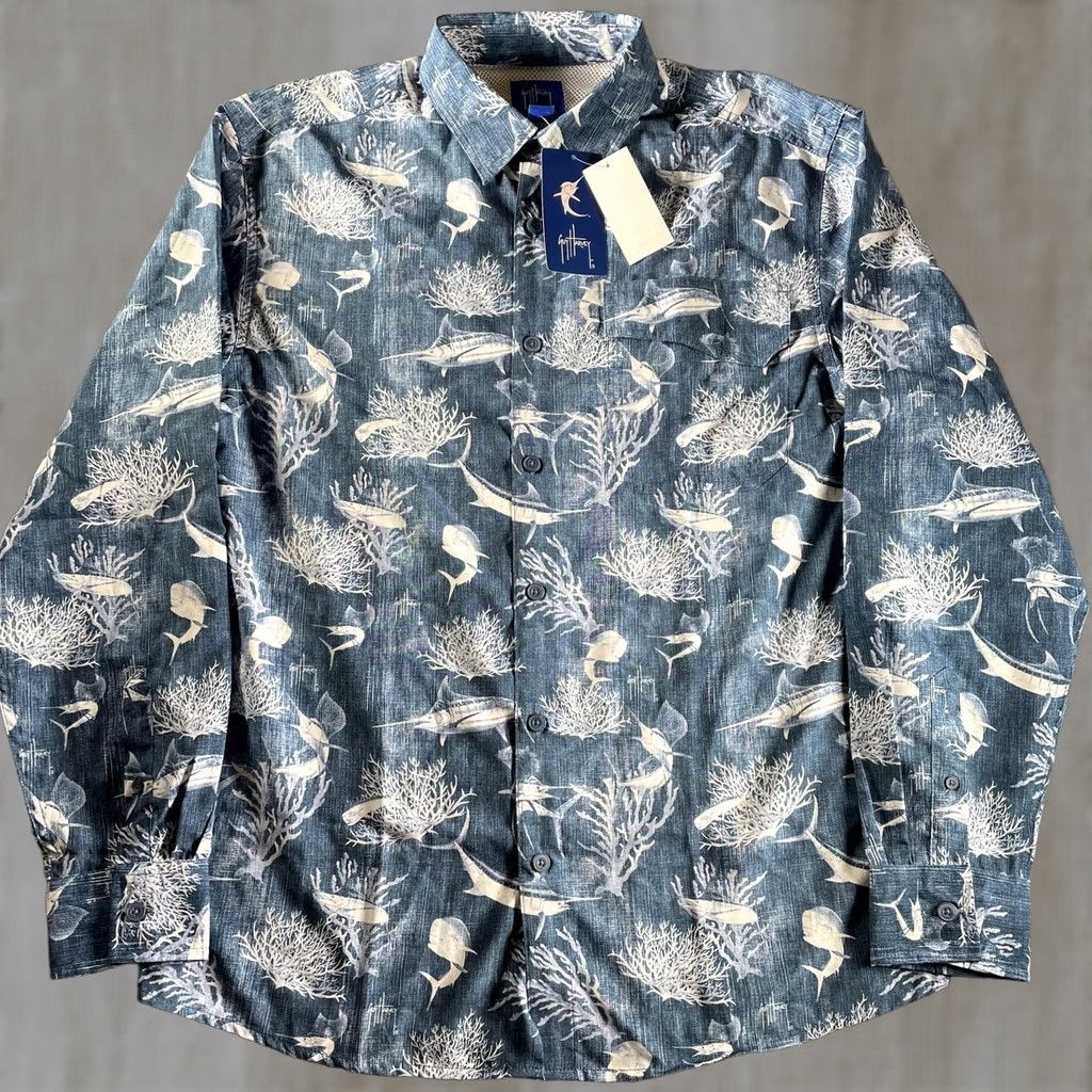 Guy Harvey Guy Harvey Shirt Mens M Blue Nautical Fish Print Long Sleeve Button Up Size US M / EU 48-50 / 2 - 1 Thumbnail