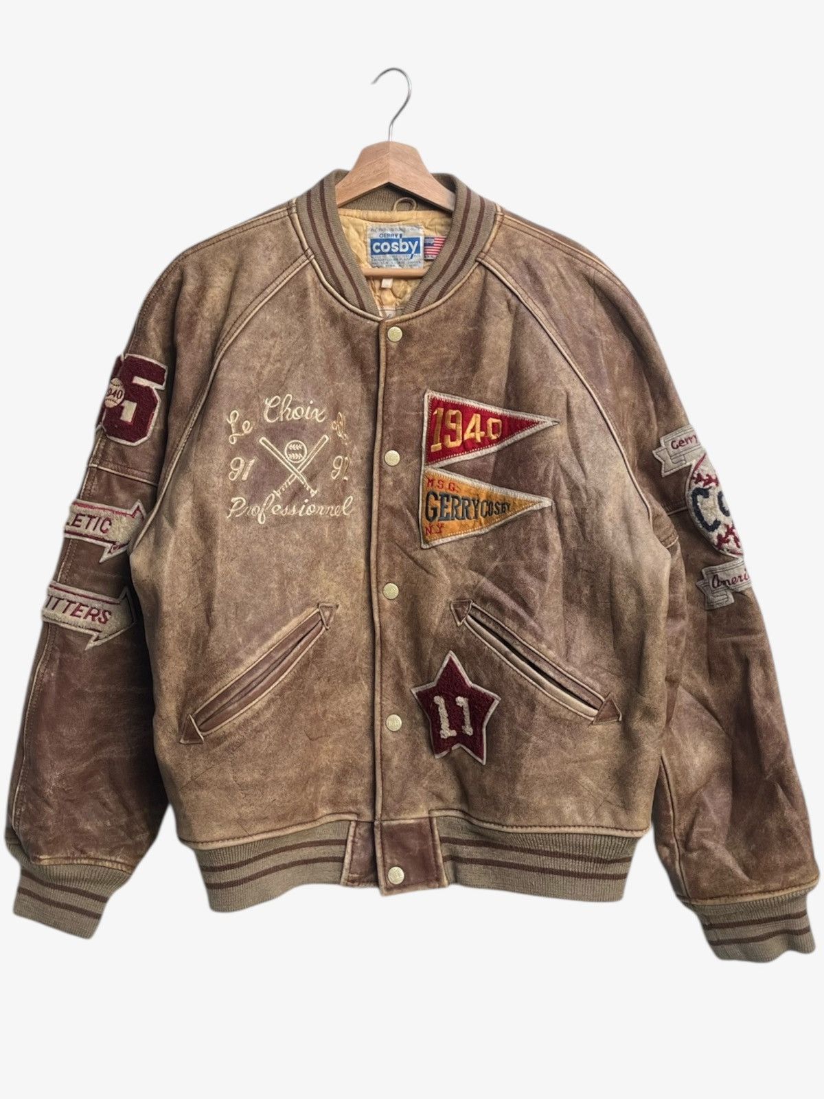 Genuine Leather Vintage Iconic Gerry Cosby New York Leather Stadium Jacket Size US XS / EU 42 / 0 - 1 Thumbnail