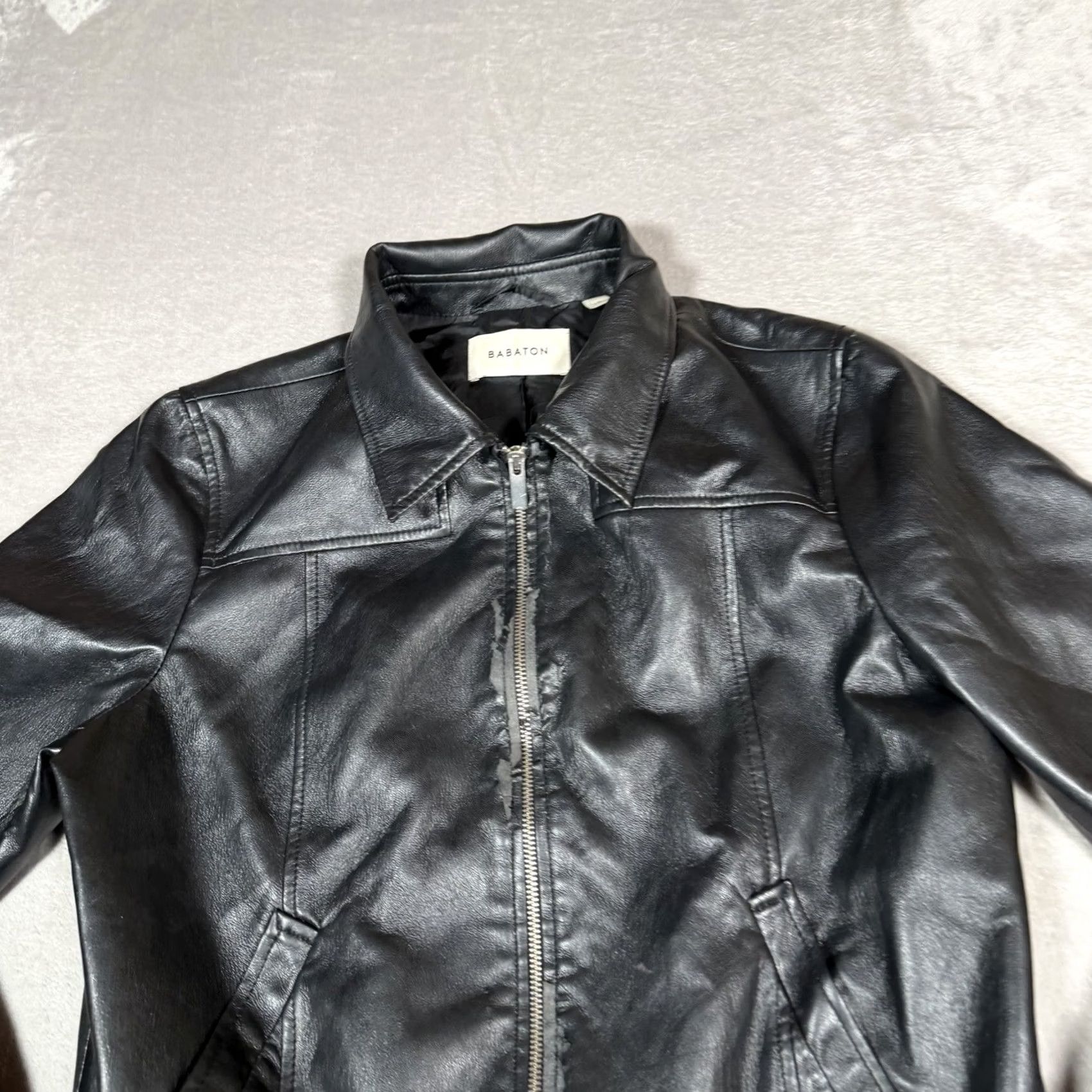 Aritzia Aritzia Babaton Jacket Womens Large Black Full Zip Bomber Faux Leather Size L / US 10 / IT 46 - 3 Thumbnail