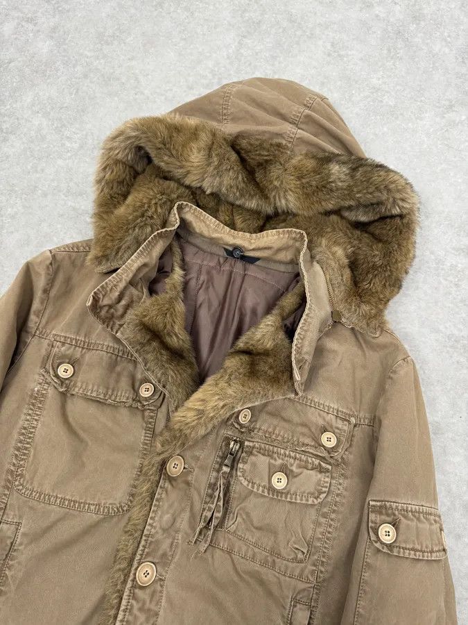 Daniele Alessandrini 2000s Daniele Alessandrini Military Beige Fur Hooded Jacket Size US S / EU 44-46 / 1 - 3 Thumbnail