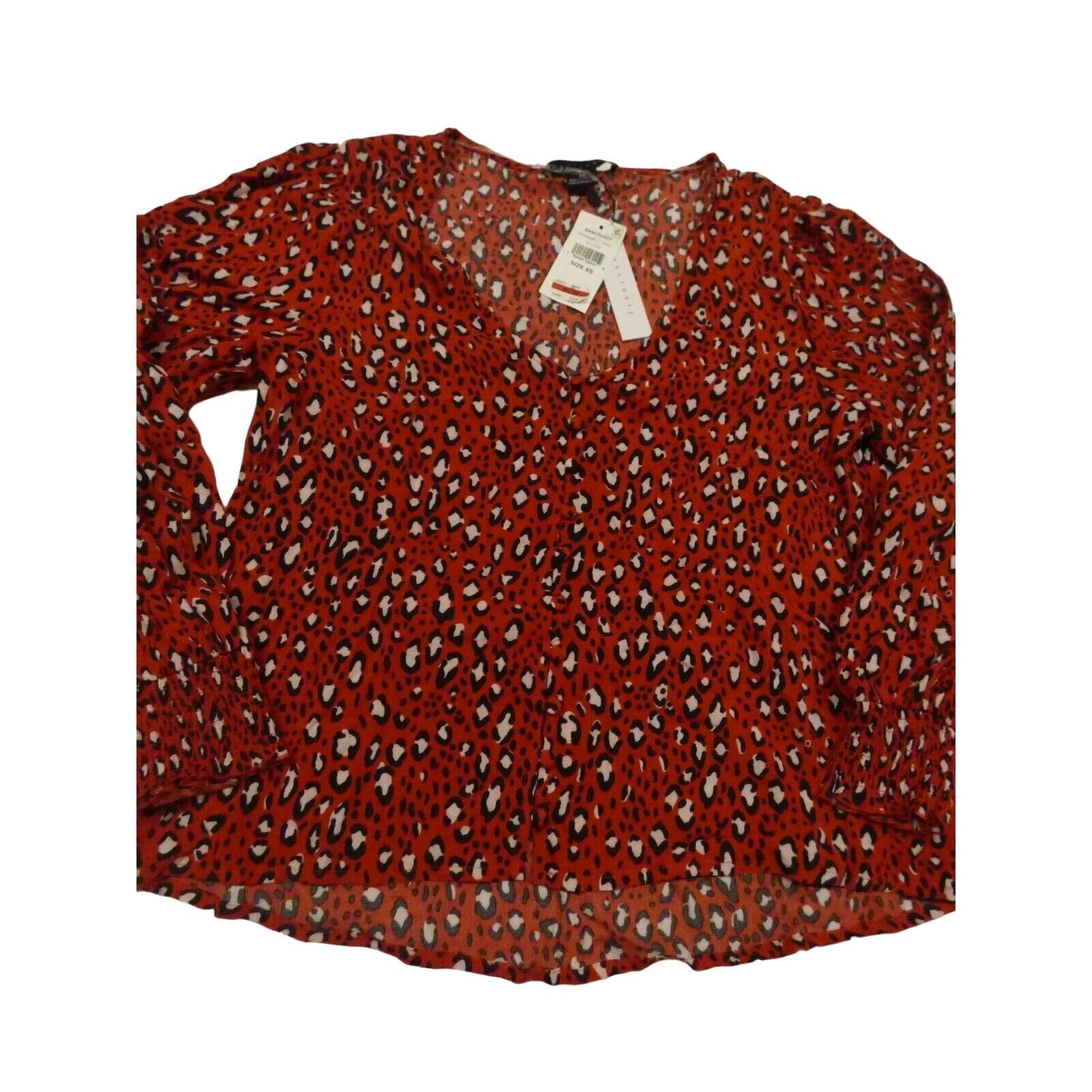 Sanctuary $89.00 Sanctuary Noelle Smocked-Sleeve Top, Red, XS Size XS / US 0-2 / IT 36-38 - 6 Thumbnail