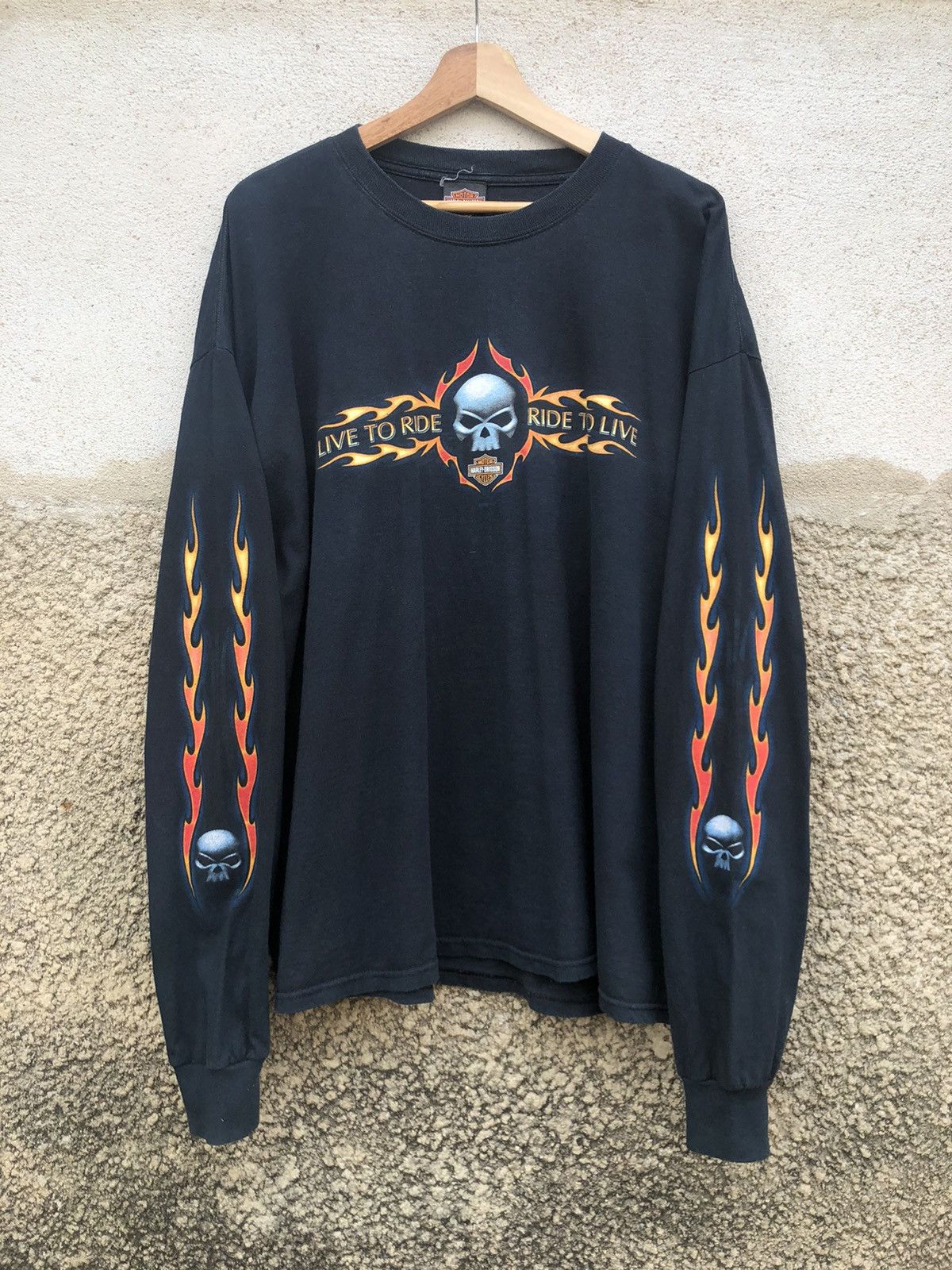 Harley Davidson × Vintage 2000s‼️ Vintage Harley Davidson Flame LongSleeve Tee Size US XXL / EU 58 / 5 - 1 Thumbnail