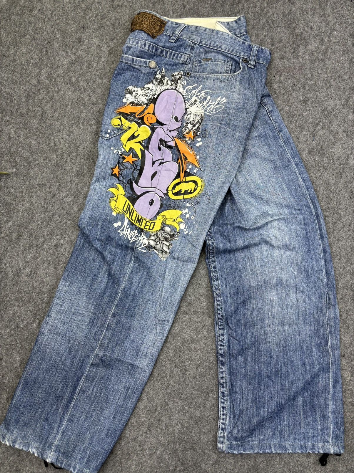 Ecko Unltd. 💥Baggy💥Ecko Spell Out Rapper Denim F834 Size US 33 - 18 Thumbnail