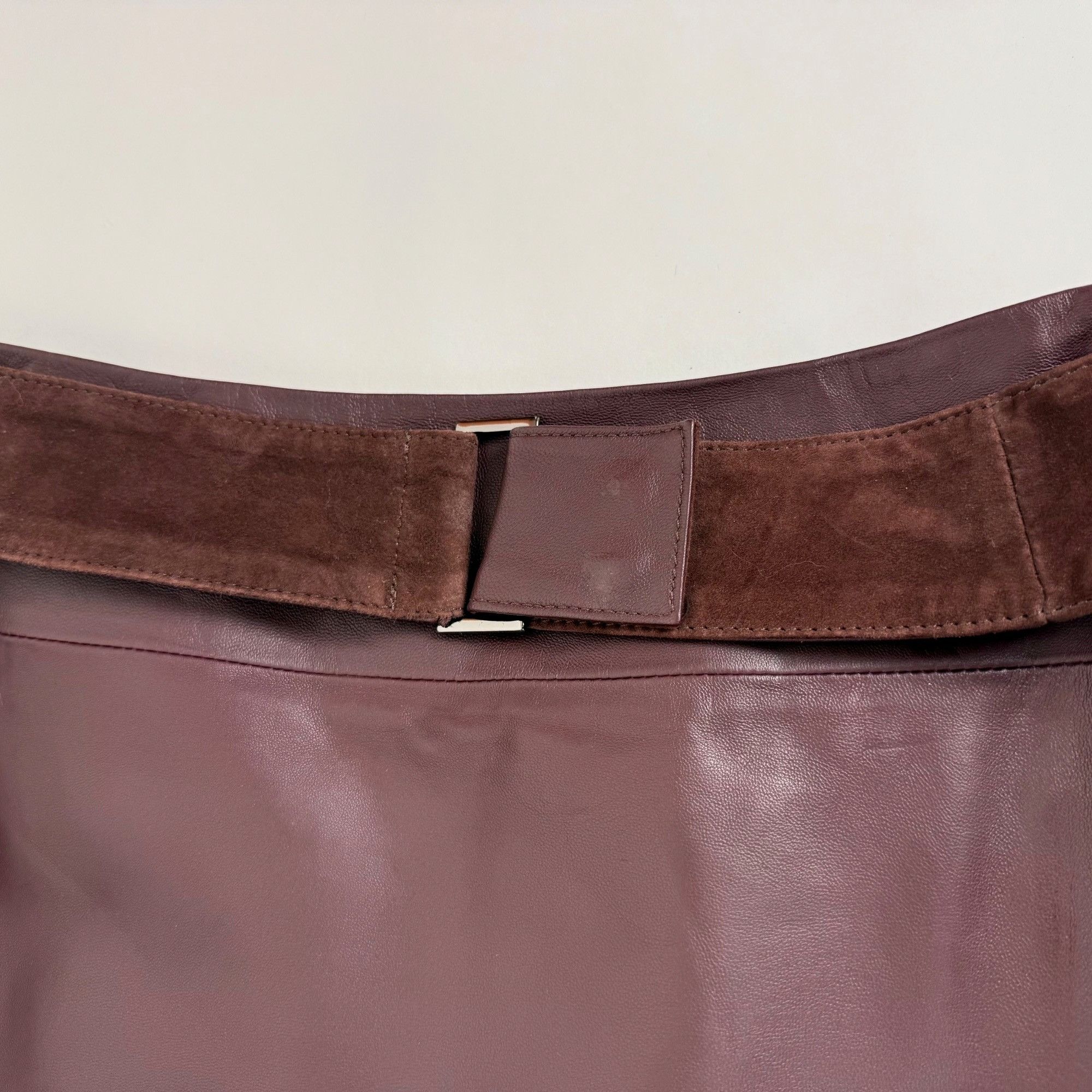 White House Black Market White House Black Market Belted Cocoa Brown Leather Combo Pe Size 30" / US 8 / IT 44 - 3 Thumbnail