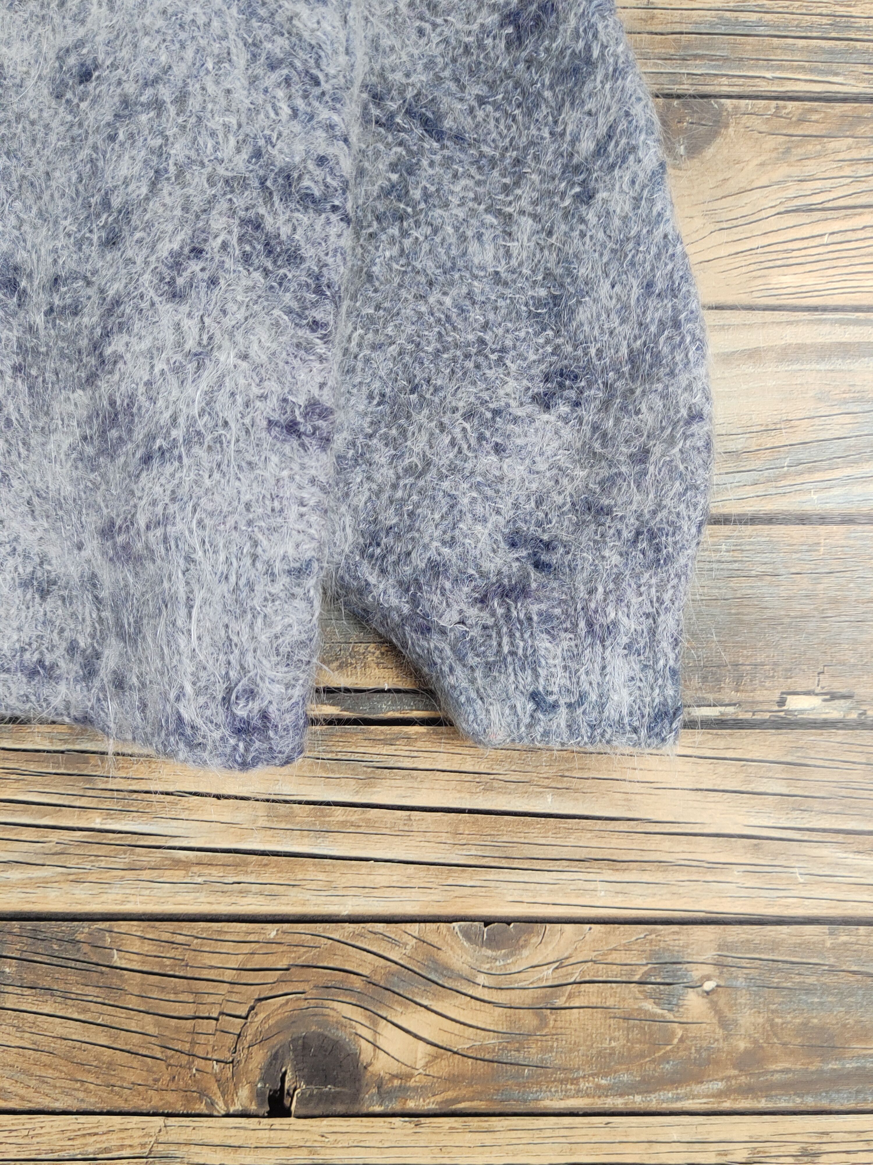 Japanese Brand × Vintage Japanese Brand Navy White Fur Mohair Knitwear Cardigan#W1341 Size S / US 4 / IT 40 - 6 Thumbnail