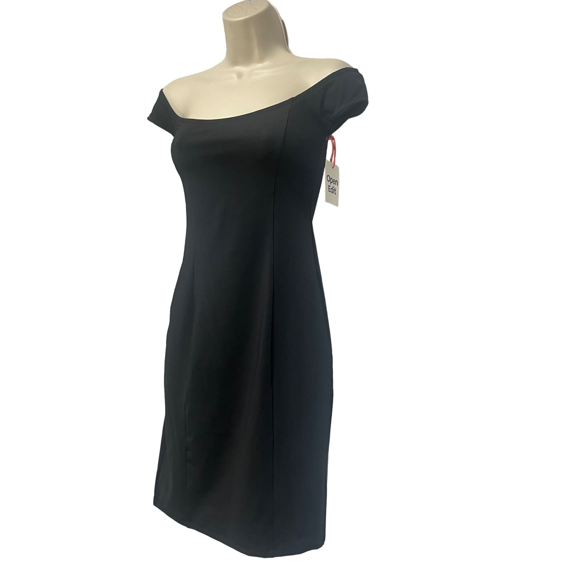 Other Open Edit Off the Shoulder Sheath Dress, Black, XXS Size XXS / US 00 / IT 34 - 4 Thumbnail