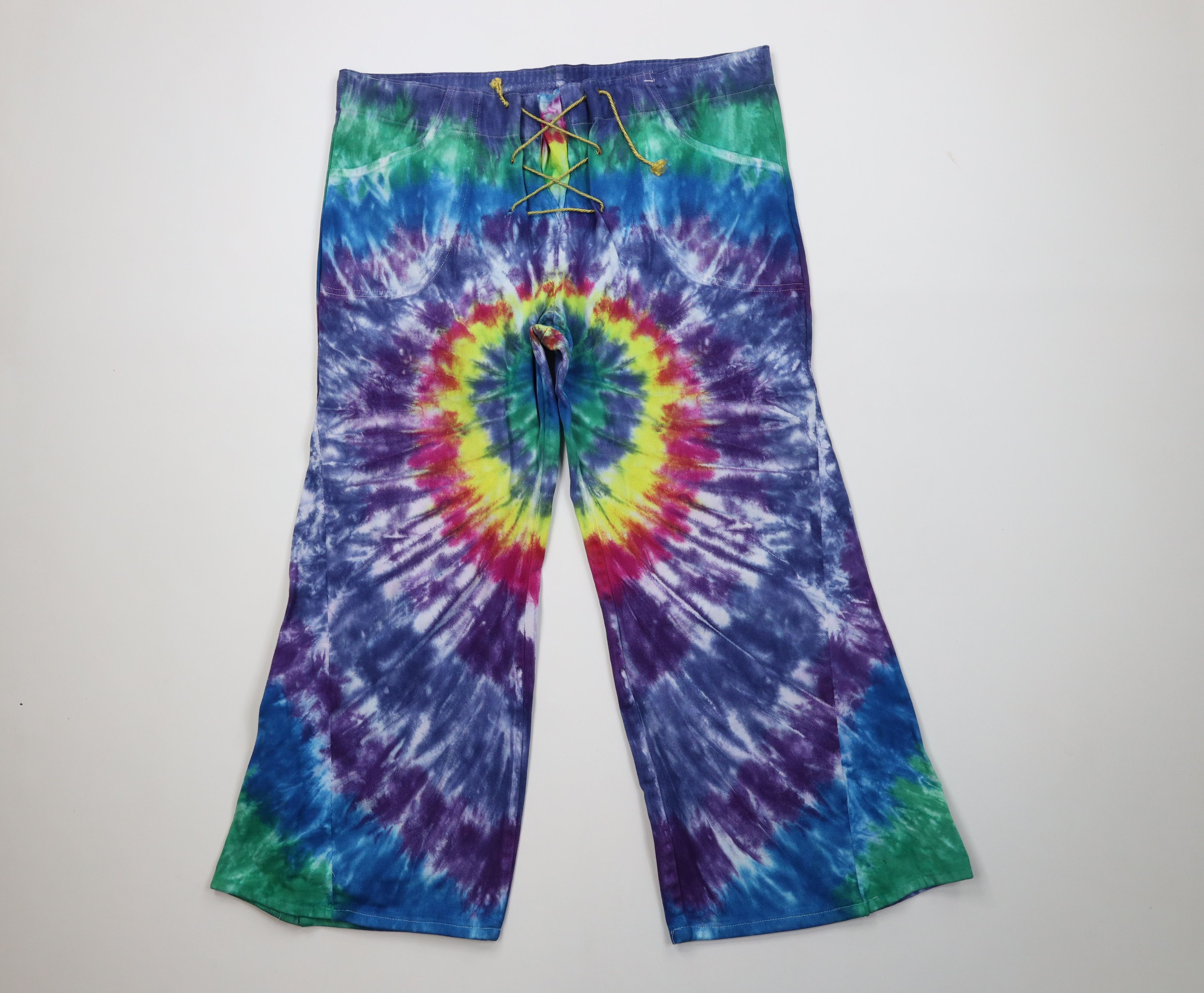 Vintage Vintage 90s Streetwear Tie Dye Bell Bottoms Denim Jeans USA Size 36" / US 14 / IT 50 - 1 Thumbnail