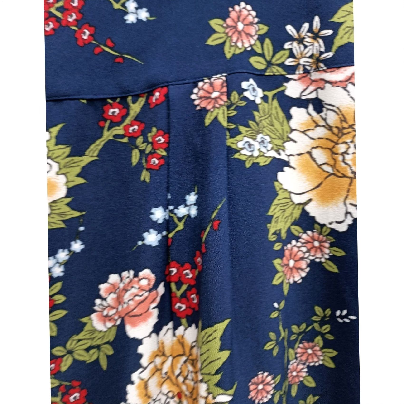 Denim & Co. Denim & Co. BOHO Blouse Top Womens S Navy Blue Floral Button Up Long Sleeve Size S / US 4 / IT 40 - 6 Thumbnail
