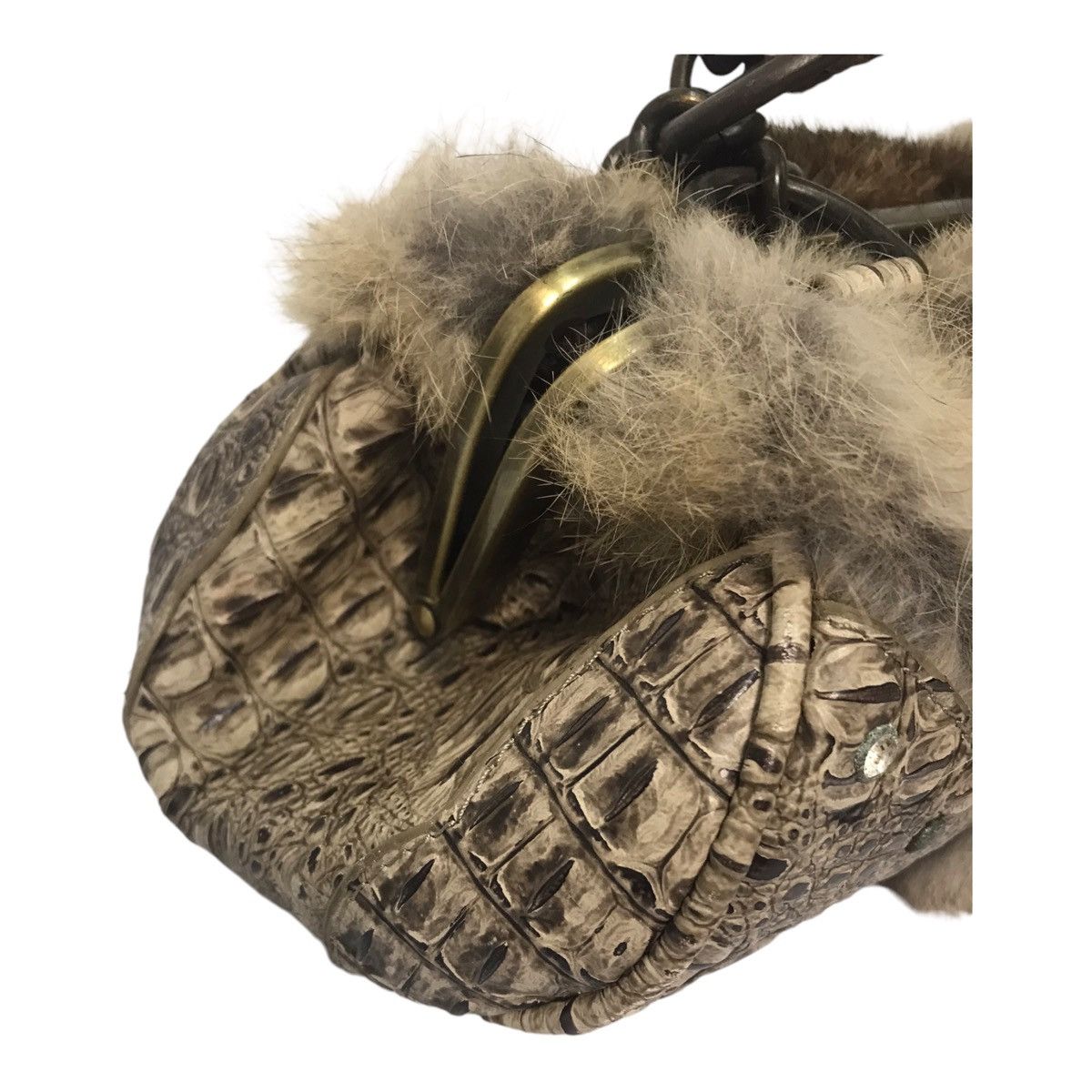 Japanese Brand Crocodile Design half Fur Tote Bag Size ONE SIZE - 5 Thumbnail