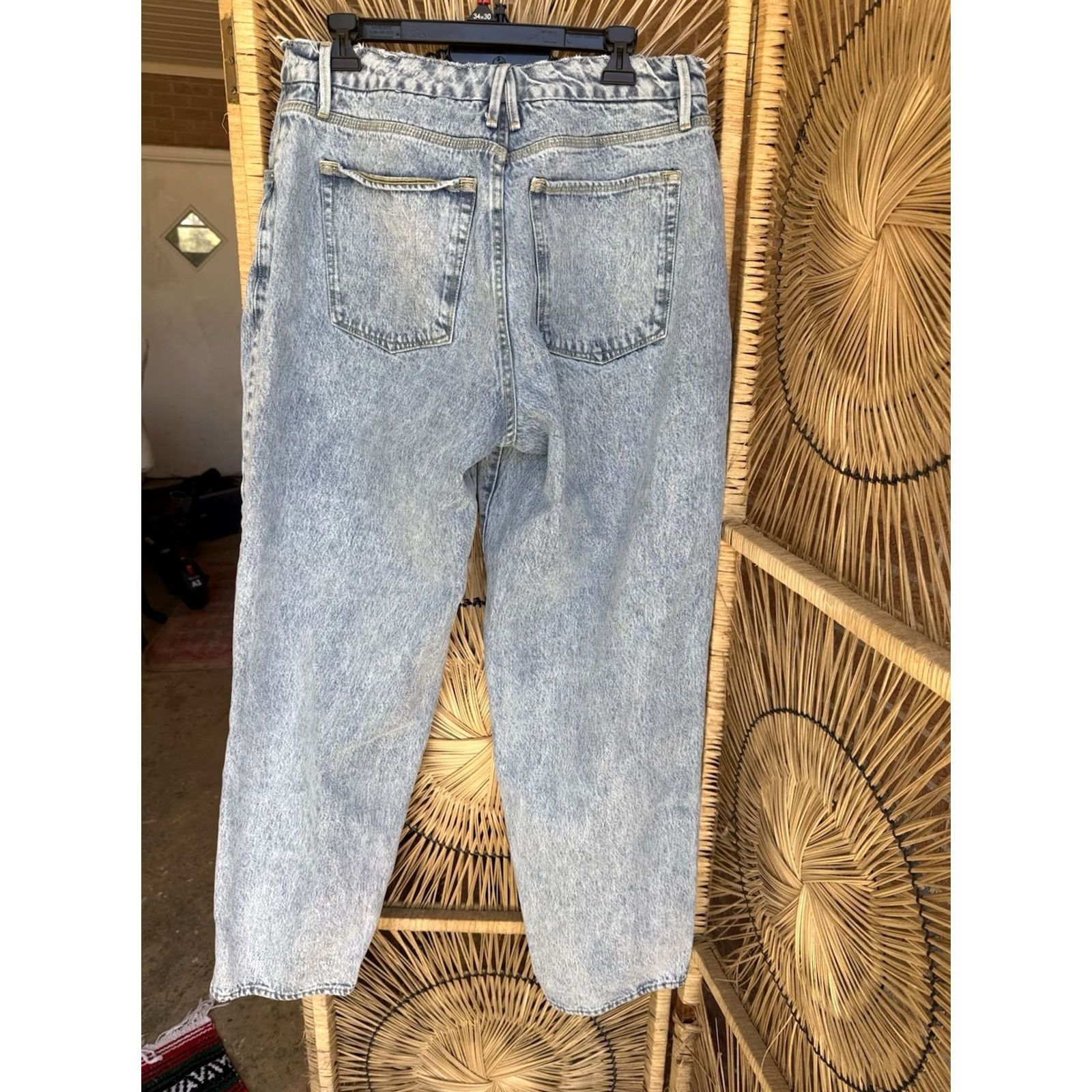 Good American Good American Jeans Womens 8 Straight High Rise Distressed Vintage Blue Denim 5-Pocket Pockets Stretch Slim Regular Size 8 Inseam 27 Fashion Clothing Size 30" / US 8 / IT 44 - 4 Thumbnail