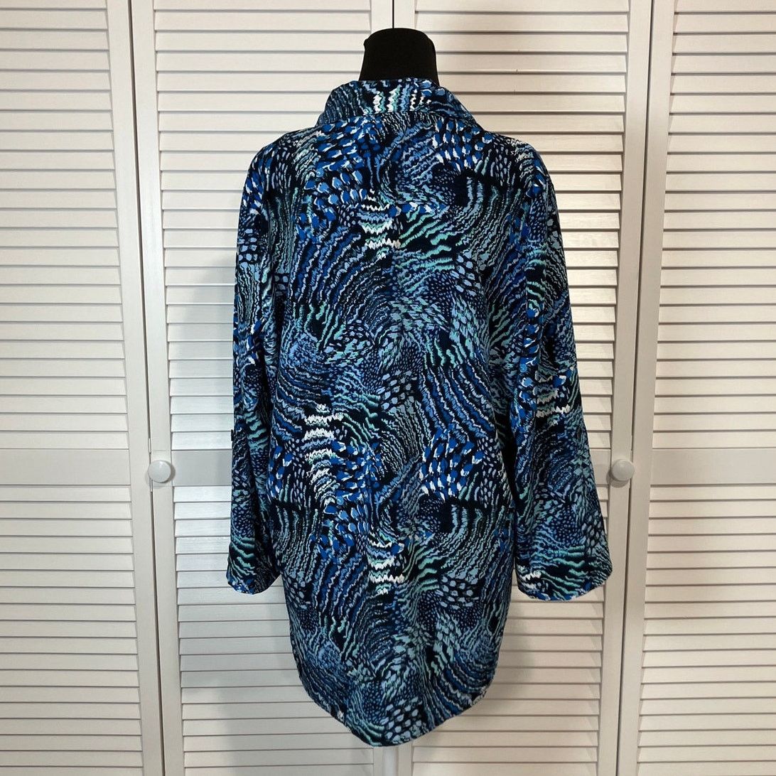 Other Drapers & Damons Y2K Abstract Boho Blue Collared Tunic L Size L / US 10 / IT 46 - 3 Thumbnail