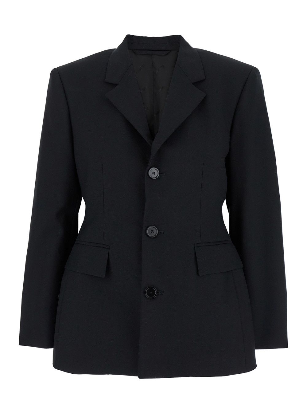 Balenciaga 'Hourglass' Black Single-Breasted Jacket with Notched Revers in Wool Woman Size M / US 6-8 / IT 42-44 - 1 Thumbnail
