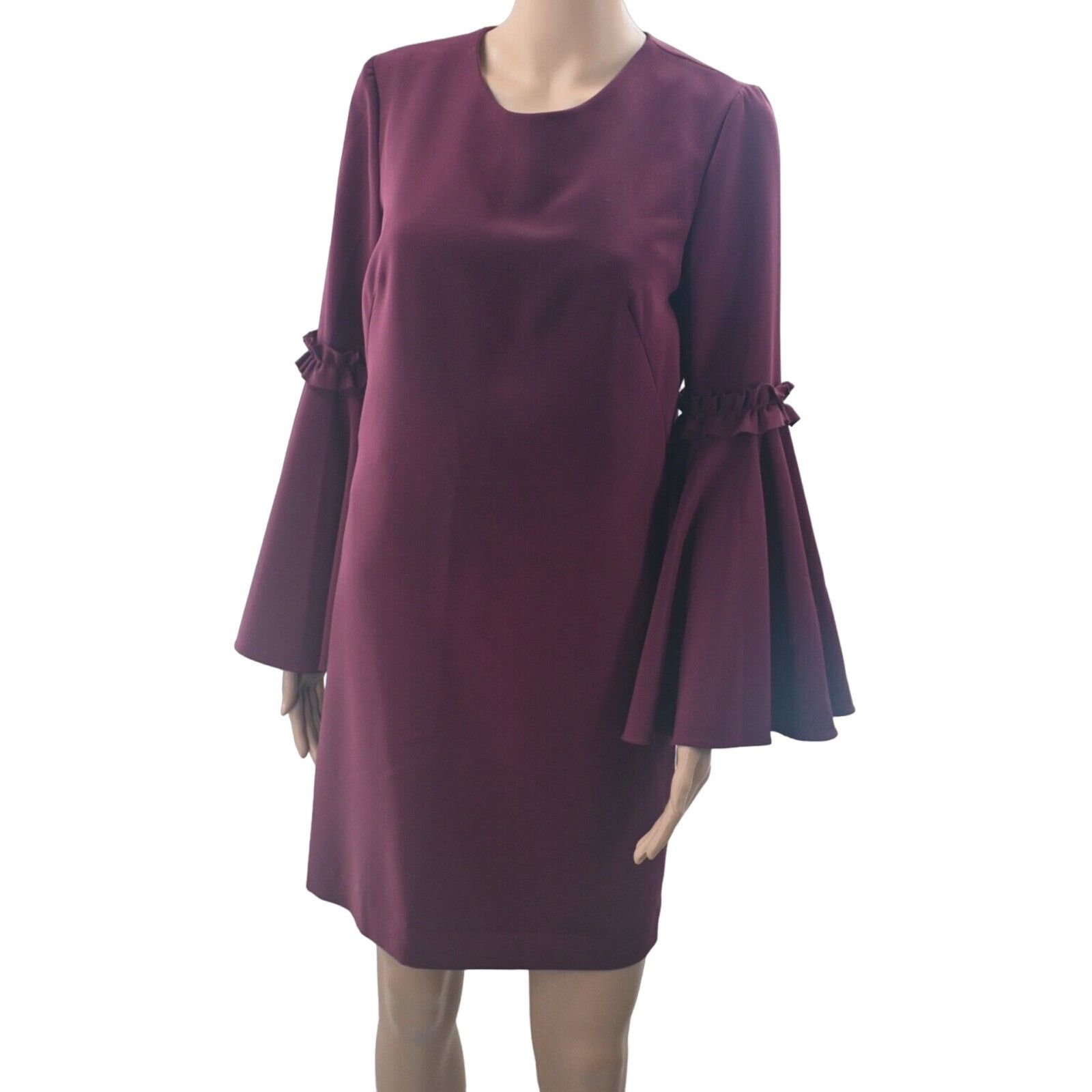 MILLY MILLY Cady Plum Magenta Wide Bell Ruffle Sleeve Mini Dress 4 Size S / US 4 / IT 40 - 2 Thumbnail