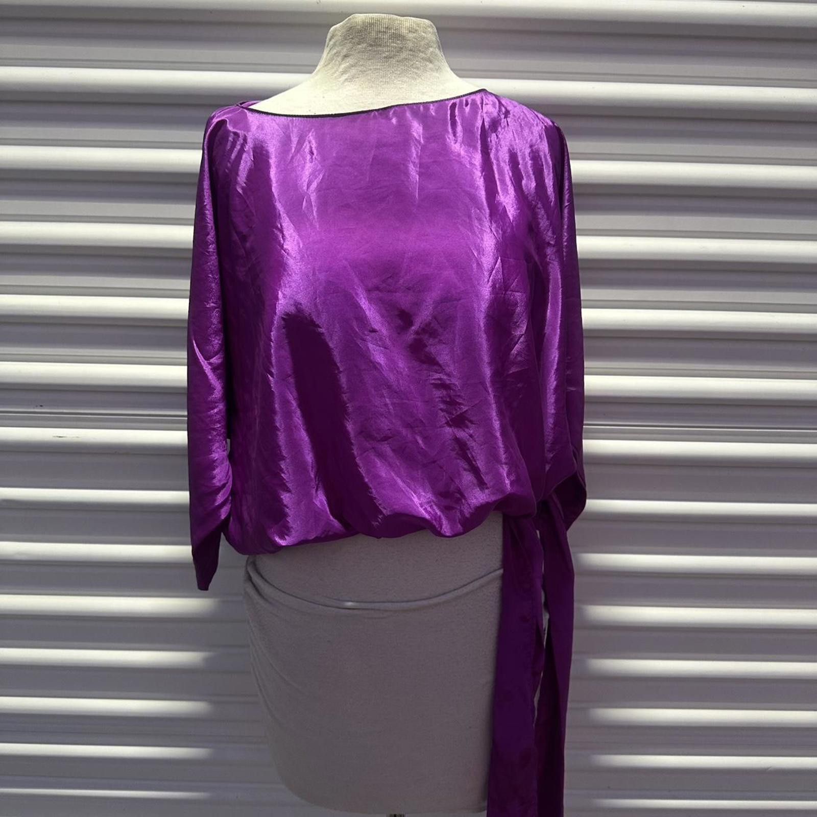 Other Vintage Purple satin top with tie detail #satinblouse Size S / US 4 / IT 40 - 5 Thumbnail