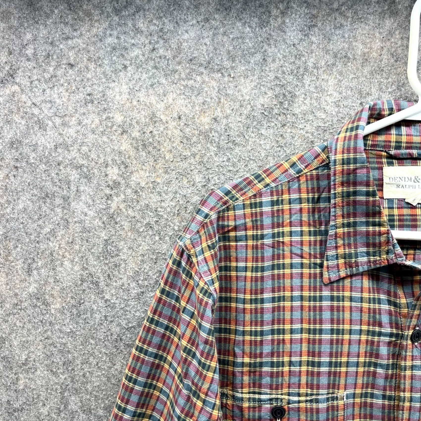 Ralph Lauren VINTAGE Denim & Supply Ralph Lauren Shirt Mens XL Beige Madras Plaid Button Down Knit Flannel Long Sleeve Collared Regular Fit Size US XL / EU 56 / 4 - 5 Thumbnail