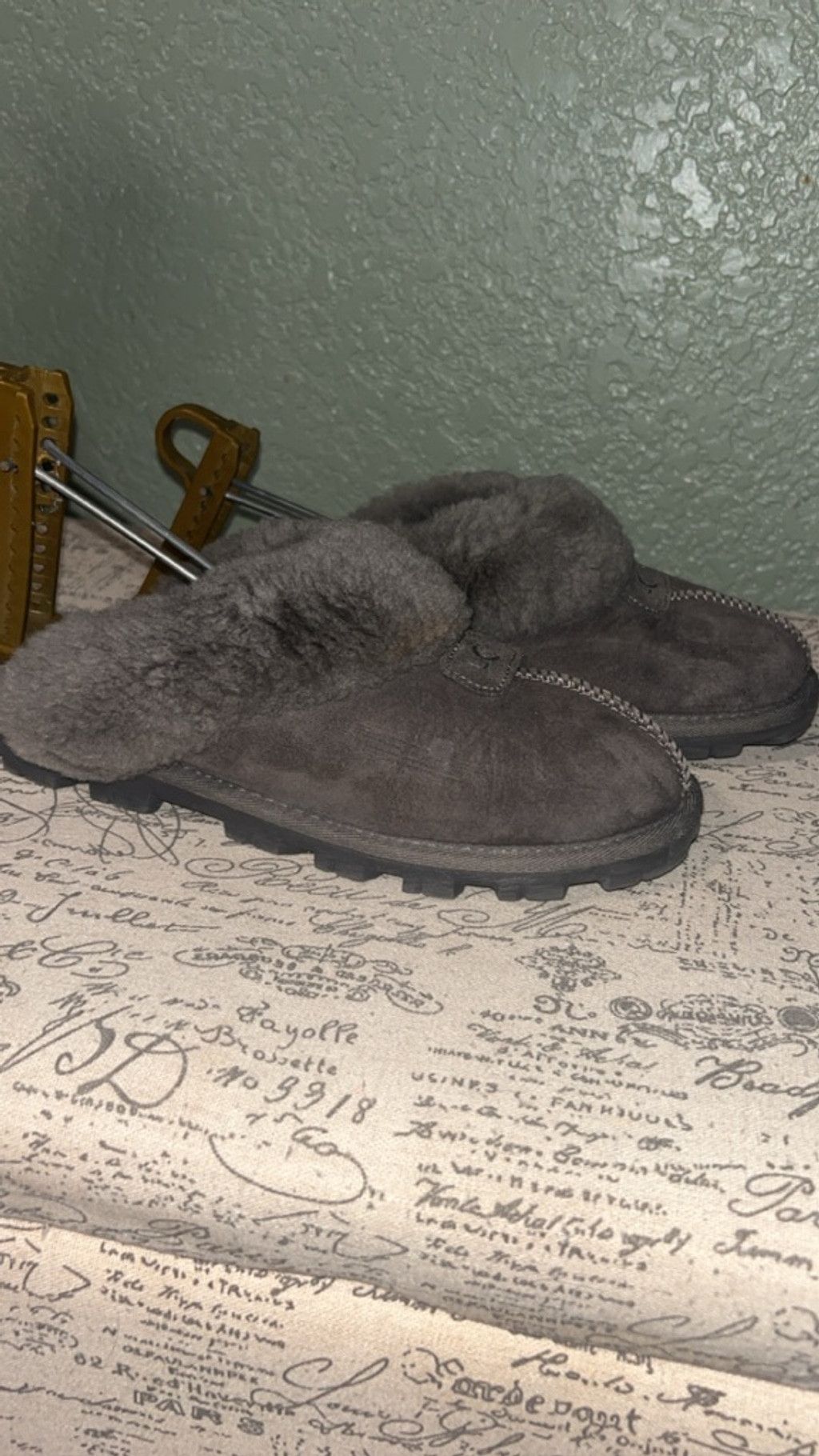 Ugg Women's UGG Gray Suede Fur Lined Slippers Size 6 Size US 6 / IT 36 - 1 Thumbnail