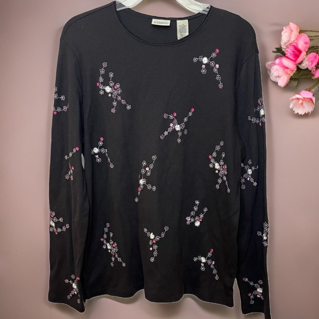 Vintage Y2K Classic Elements Cotton Embroidered L/S Tee Shirt Sz L Size L / US 10 / IT 46 - 2 Thumbnail