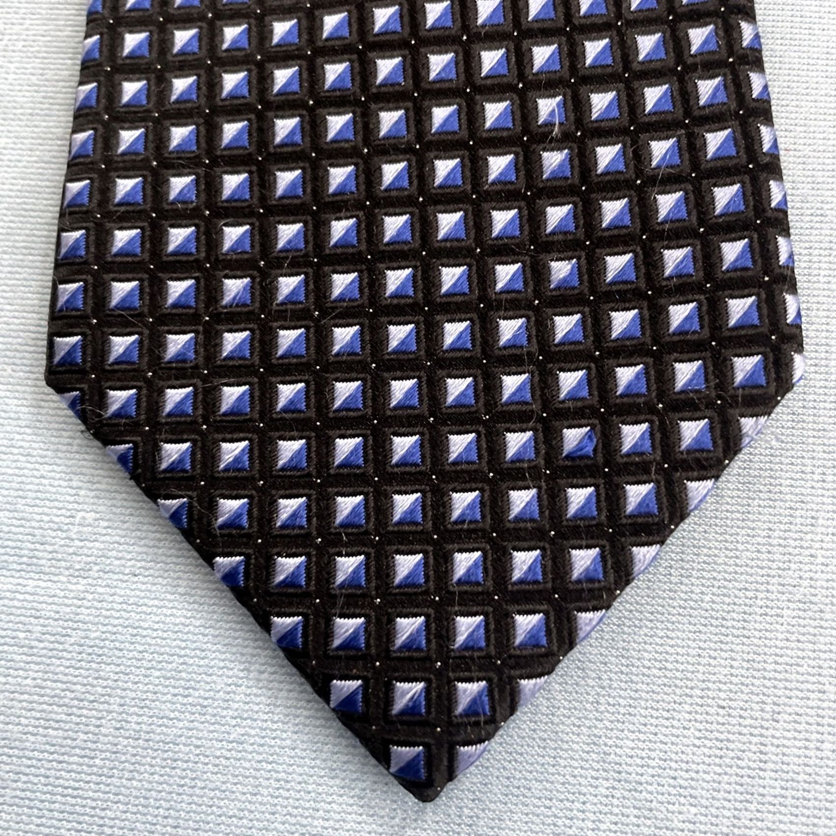 Vintage VINTAGE King Size Big and Tall Silk Tie Mens Geometric Cube Blue 65" Necktie 4" Width Stylish Designer Wedding Modern Colourful Polka Dots 1990s Mens Size ONE SIZE - 2 Thumbnail